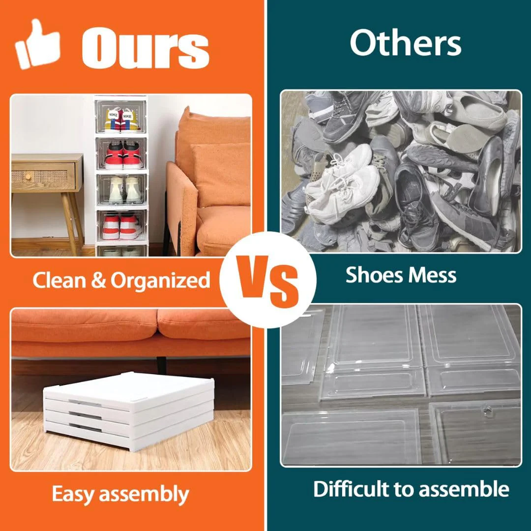 Mechdel Foldable Shoe Organizer Storage Box/Collapsible Shoe Rack/Foldable Closet for Living Room,Study,Bedroom, Bathroom/Storage Organizer for Shoe Boots,Slippers,Sneakers,Books(White) - Image 6