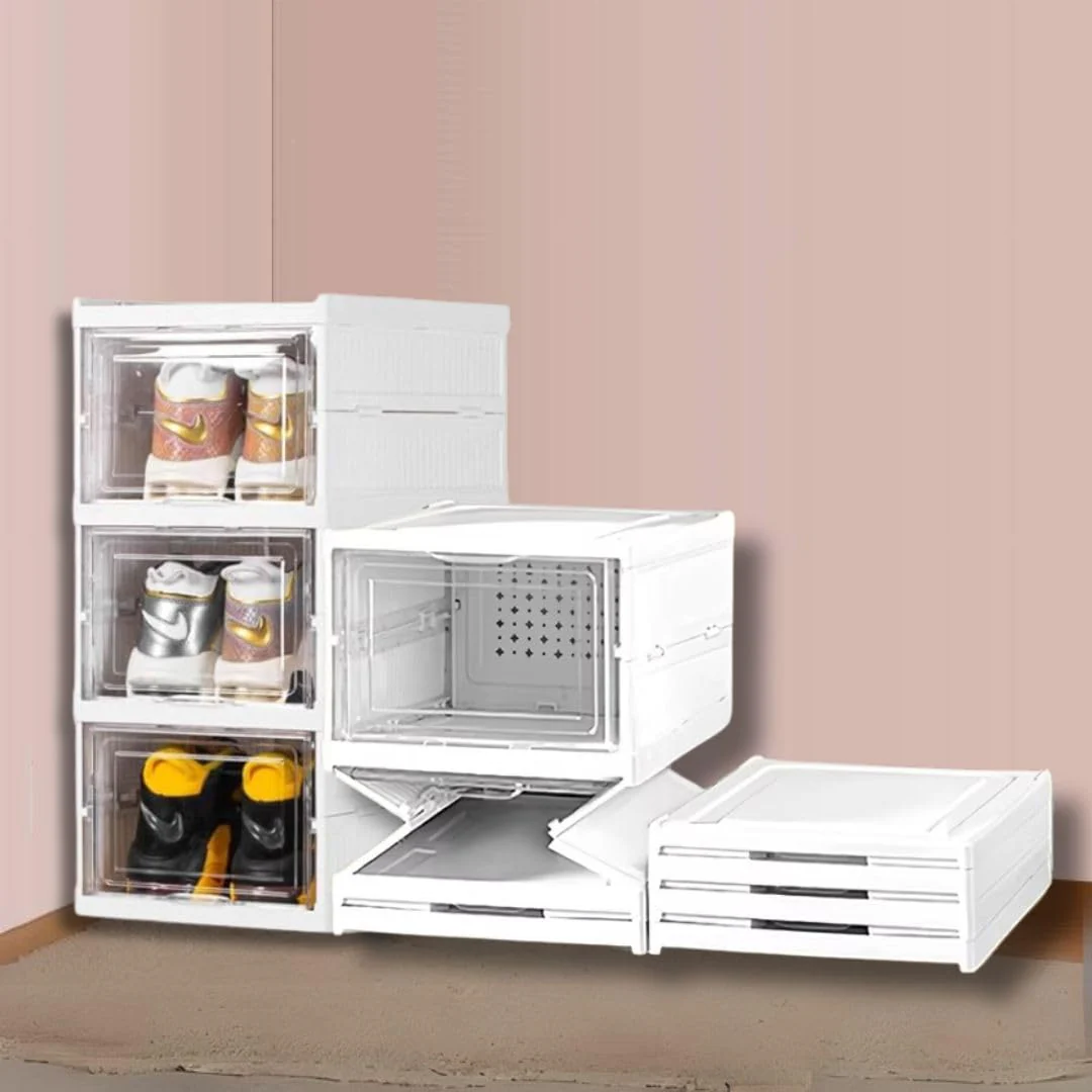 Mechdel Foldable Shoe Organizer Storage Box/Collapsible Shoe Rack/Foldable Closet for Living Room,Study,Bedroom, Bathroom/Storage Organizer for Shoe Boots,Slippers,Sneakers,Books(White) - Image 8