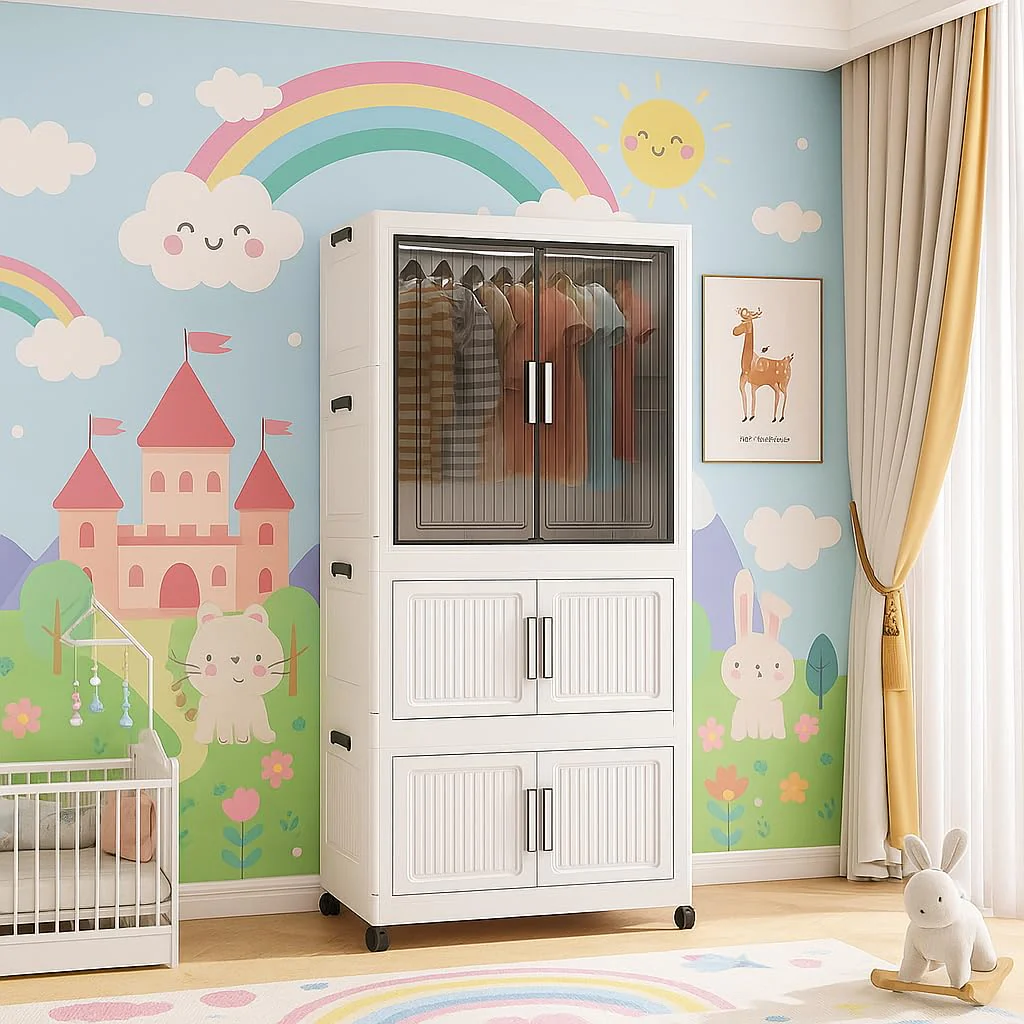 Mechdel 2-Door Plastic Storage Bin Wardrobe - Image 11