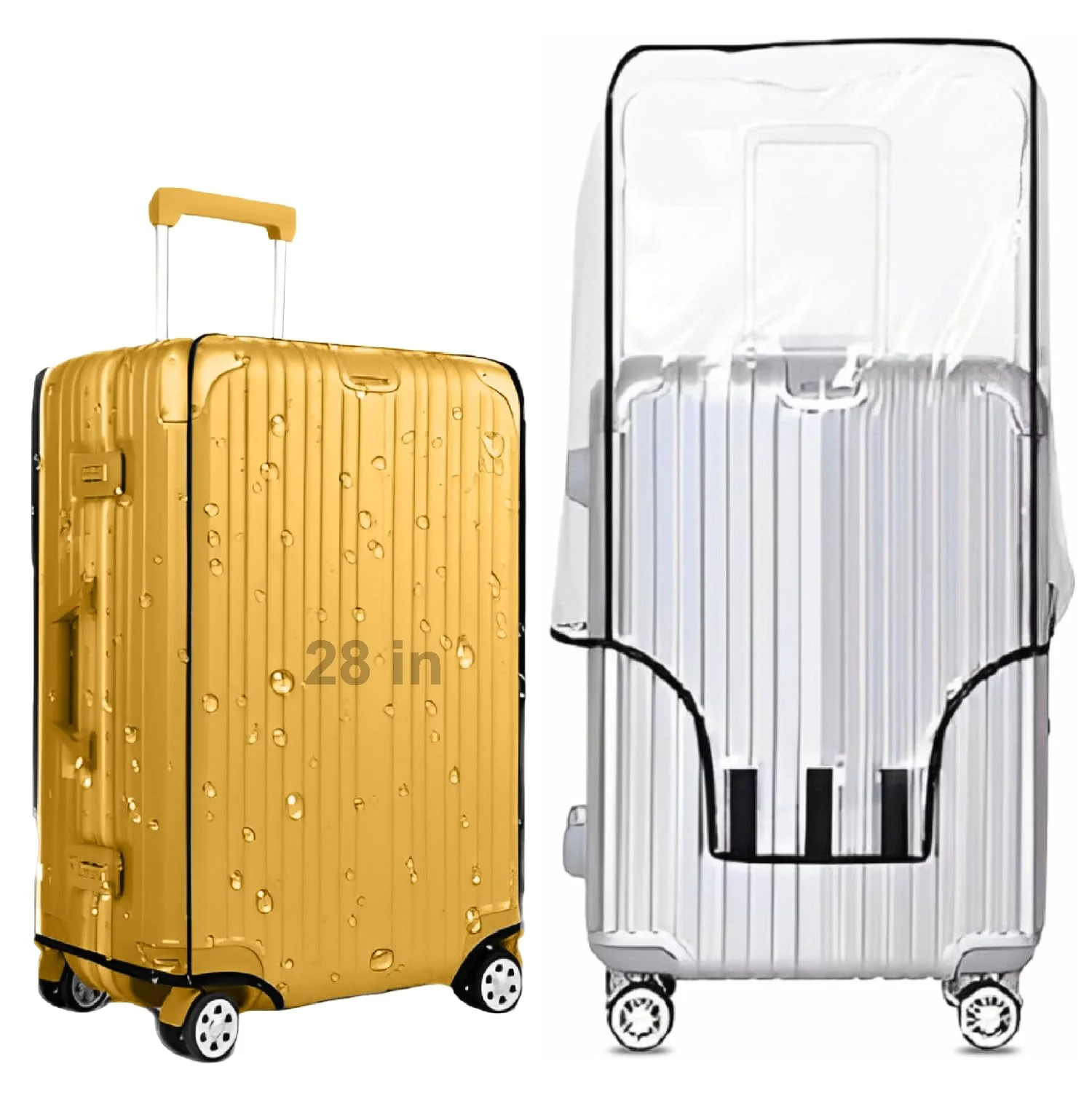 MECHDEL 32 inch Trolley Bag Cover/Waterproof Dustproof Luggage Bag Cover/Zippered Clear PVC Suitcase Covers Protectors (Set of 1) - Image 10