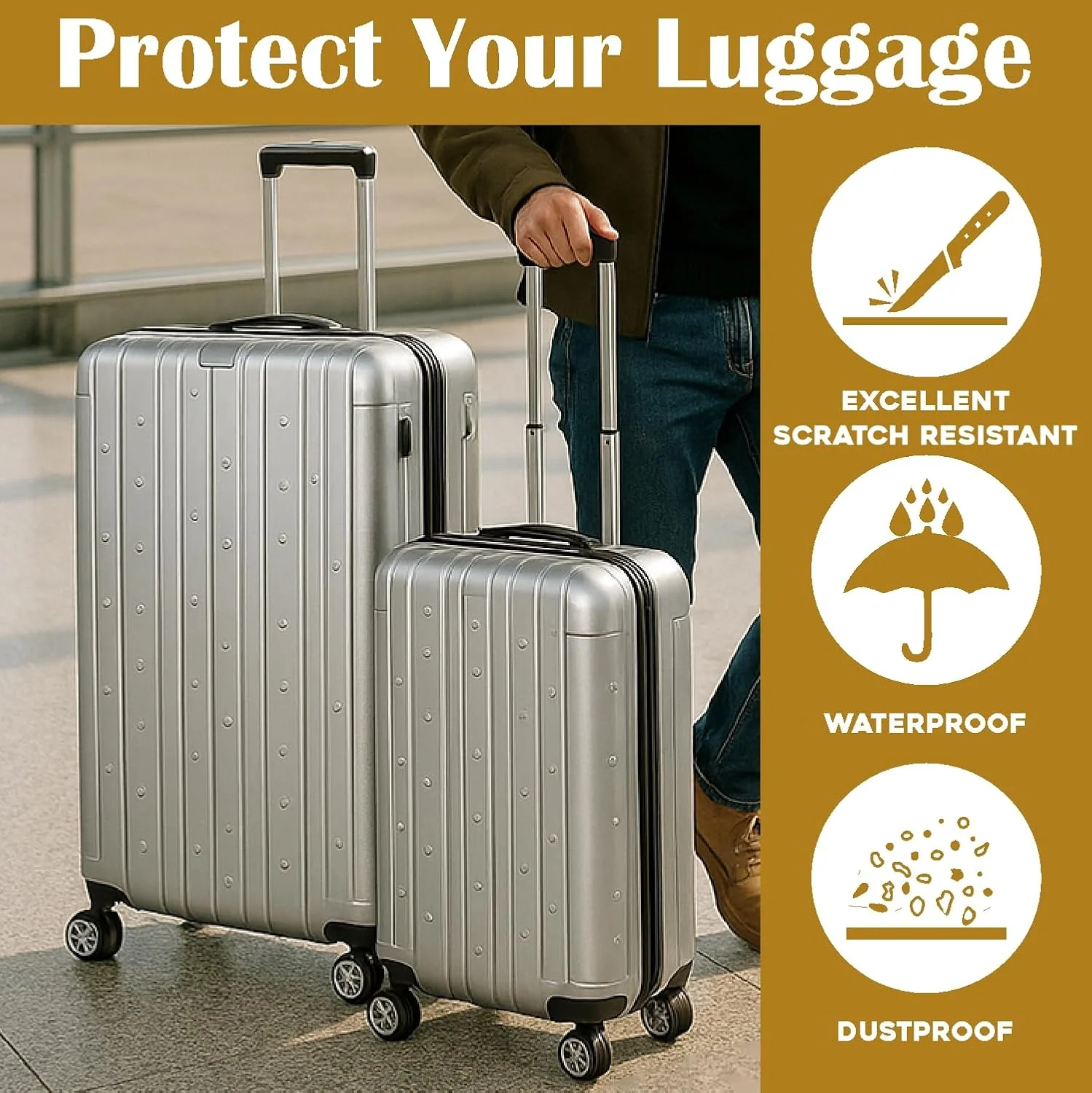 MECHDEL 32 inch Trolley Bag Cover/Waterproof Dustproof Luggage Bag Cover/Zippered Clear PVC Suitcase Covers Protectors (Set of 1) - Image 6