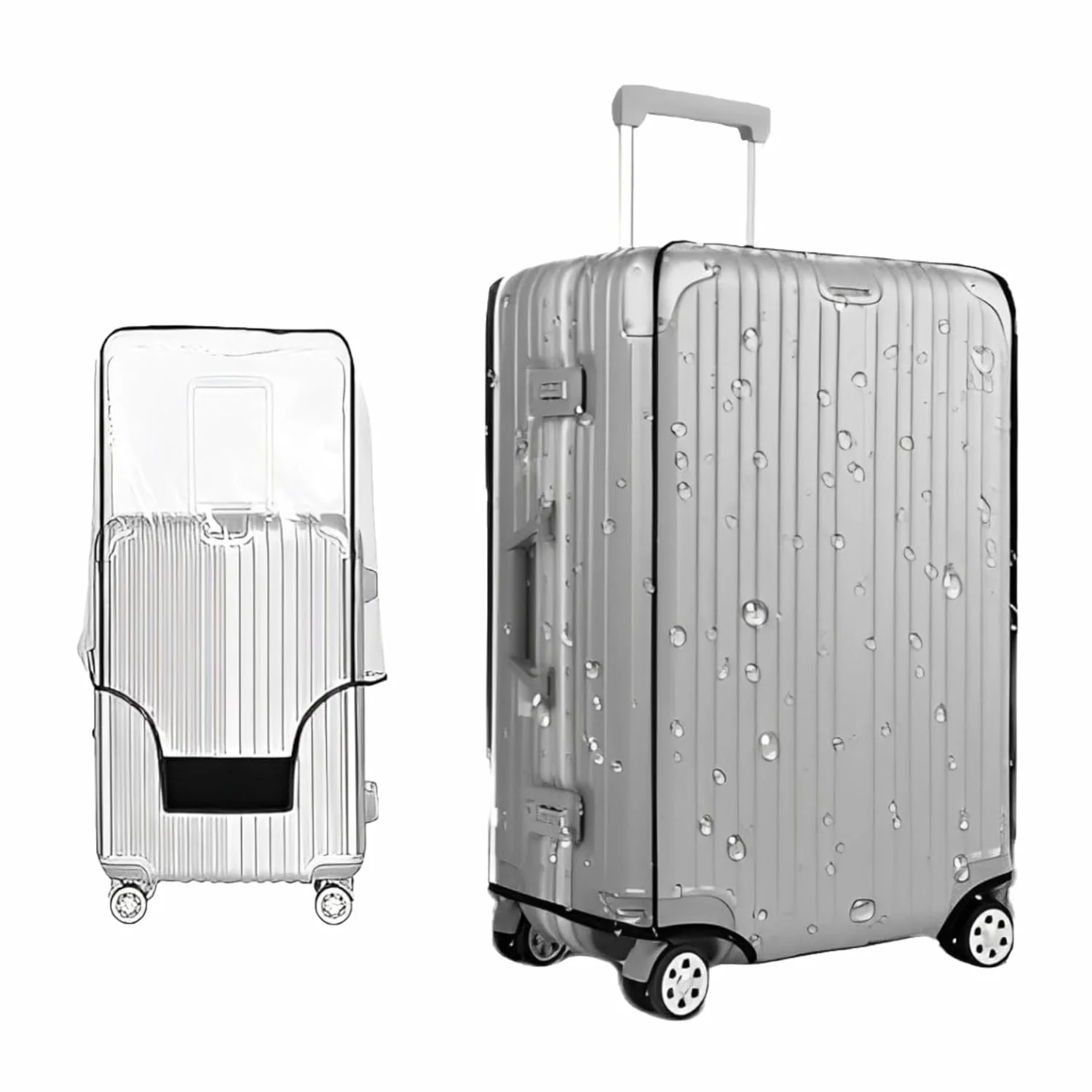 MECHDEL 32 inch Trolley Bag Cover/Waterproof Dustproof Luggage Bag Cover/Zippered Clear PVC Suitcase Covers Protectors (Set of 1) - Image 7