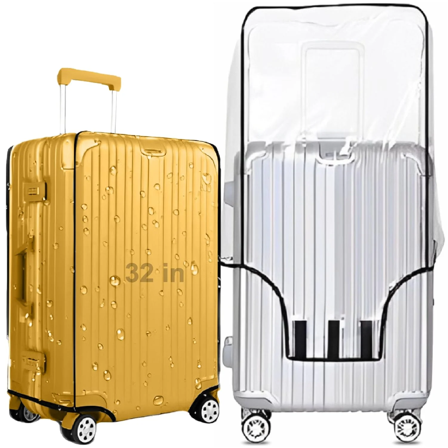 MECHDEL 32 inch Trolley Bag Cover/Waterproof Dustproof Luggage Bag Cover/Zippered Clear PVC Suitcase Covers Protectors (Set of 1) - Image 8