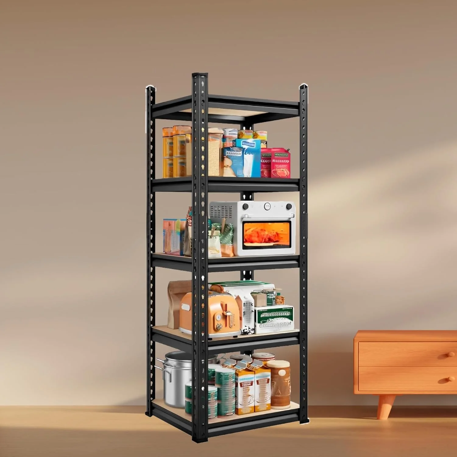 MECHDEL 5-Tier Adjustable Metal Storage Rack/Heavy Duty Boltless Shelving Unit & Organizer for Home, Garage, Office & Shop/Display Rack with Metal Frame - Image 14