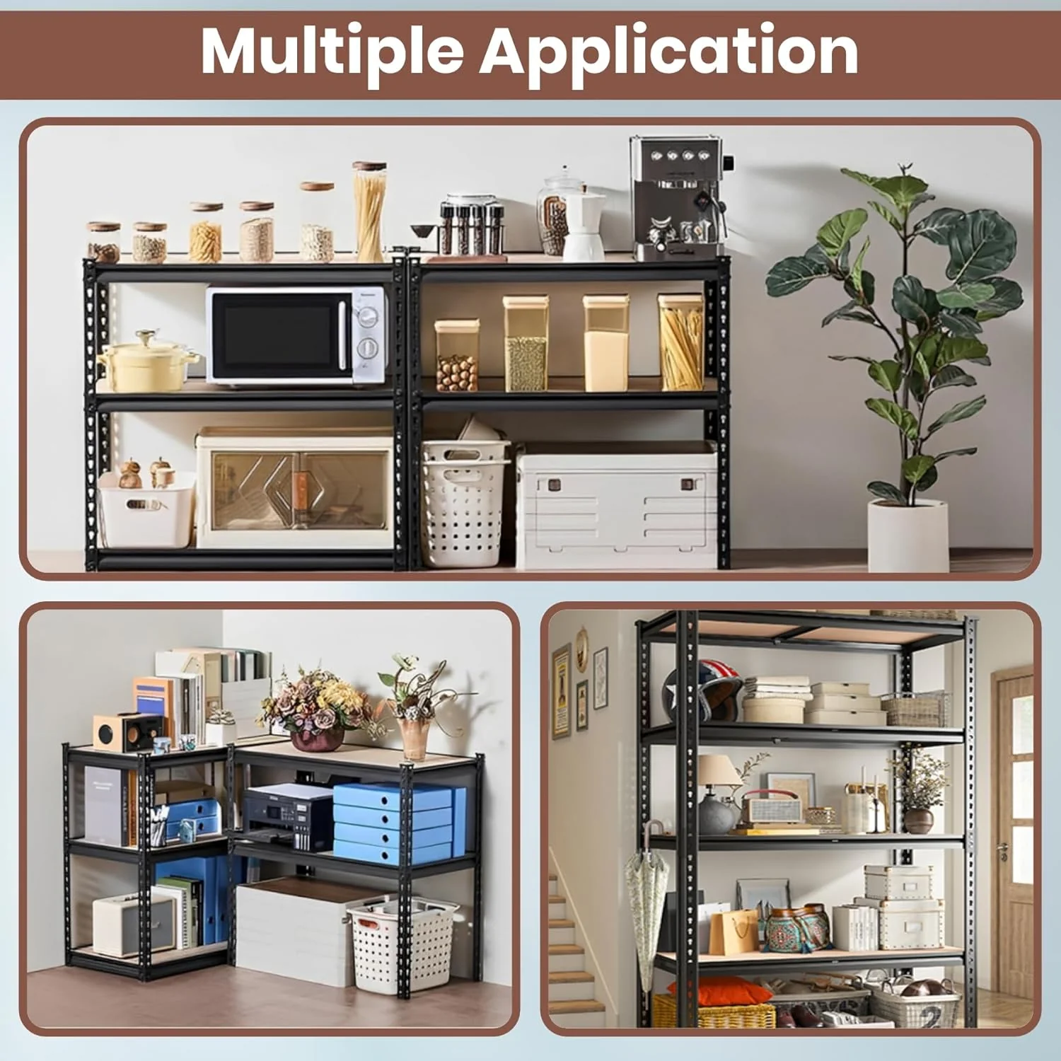 MECHDEL 5-Tier Adjustable Metal Storage Rack/Heavy Duty Boltless Shelving Unit & Organizer for Home, Garage, Office & Shop/Display Rack with Metal Frame - Image 7