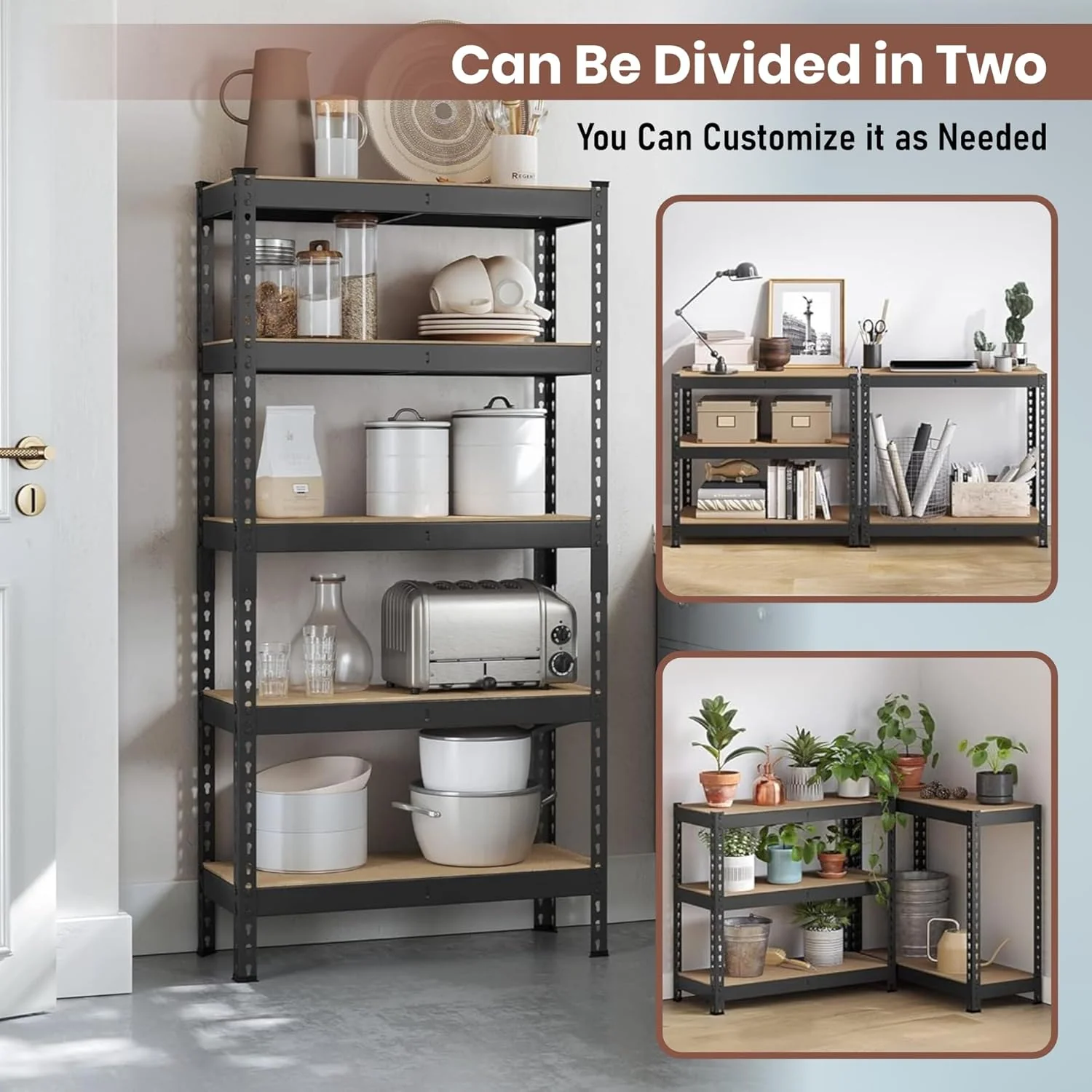 MECHDEL 5-Tier Adjustable Metal Storage Rack/Heavy Duty Boltless Shelving Unit & Organizer for Home, Garage, Office & Shop/Display Rack with Metal Frame - Image 8