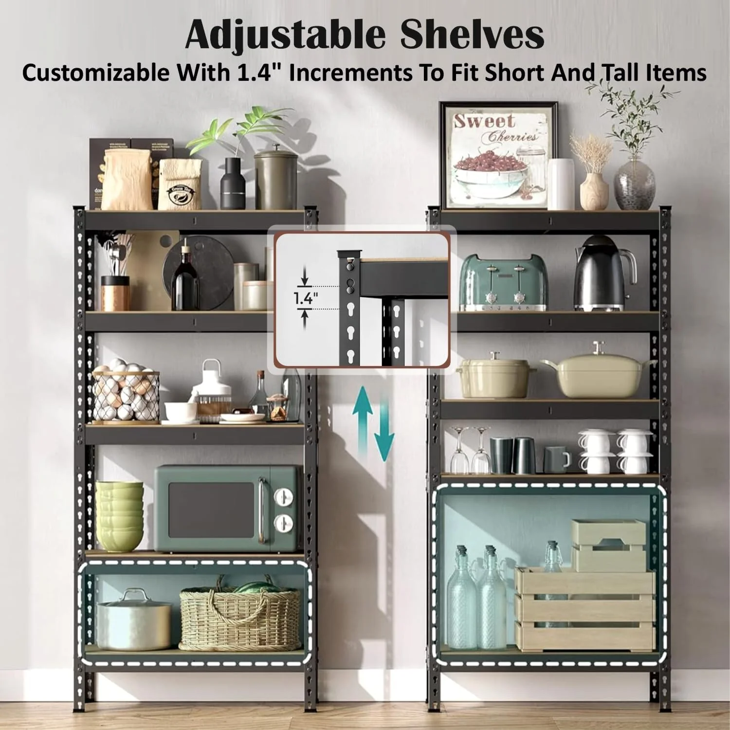 MECHDEL 5-Tier Extra Large Metal Shelf Rack/Adjustable Boltless Shelving Unit/Heavy Duty Display Rack - Image 4