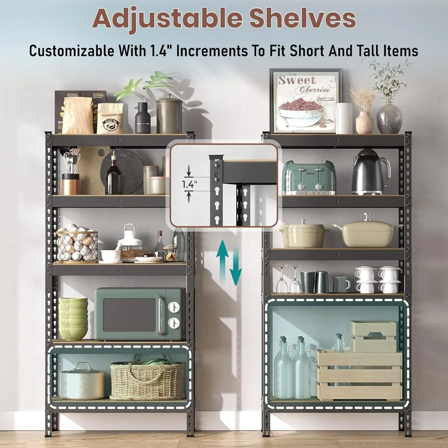 MECHDEL 6-Tier Adjustable Metal Storage Rack/Heavy Duty Boltless Shelving Unit & Organizer for Home, Garage, Office & Shop/Display Rack - Image 5