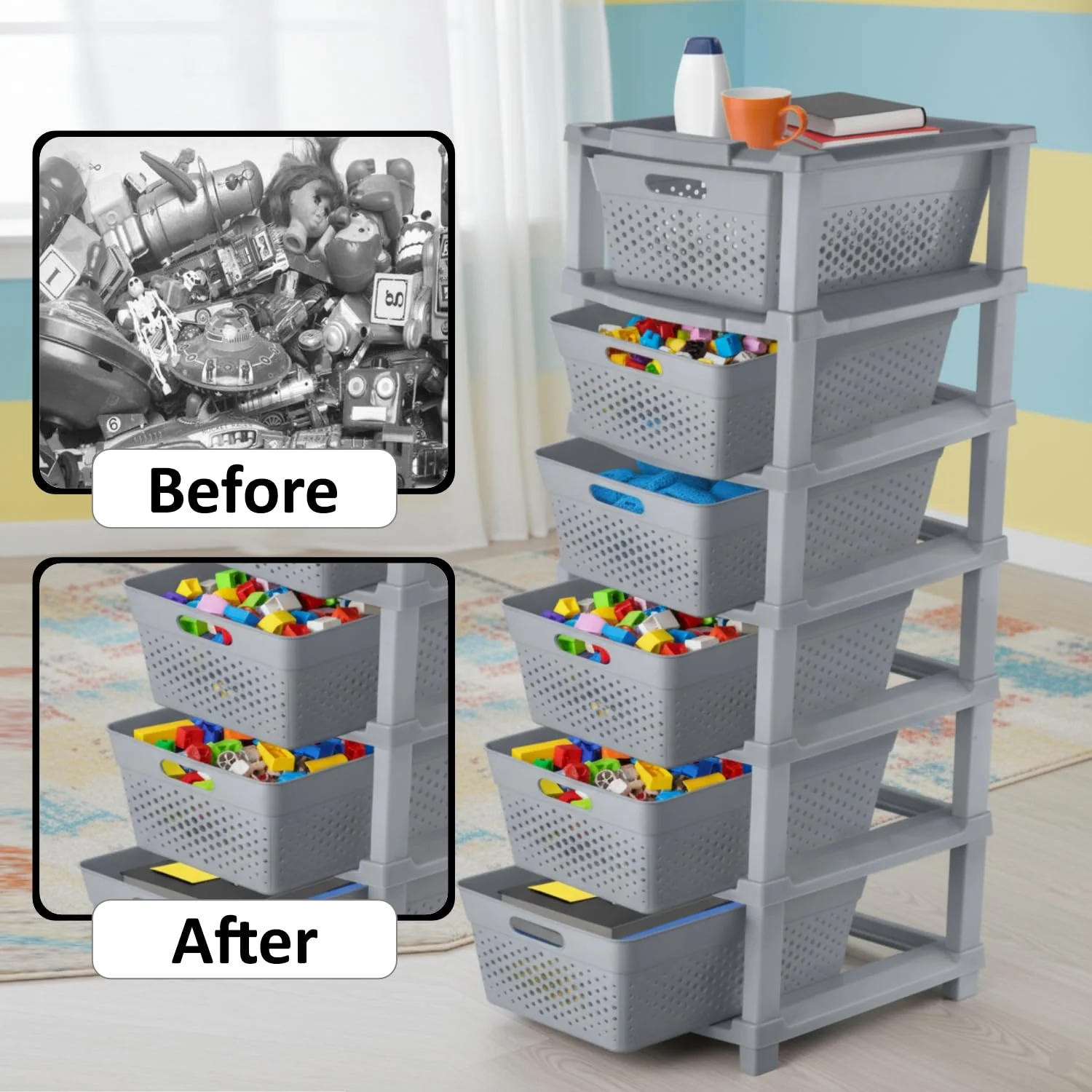 MECHDEL  6-Tier Plastic Storage Cabinet Organizer/Modular Plastic Drawer System for Home, Office, Hospital, Parlor, School, Doctors, and Kids' Rooms/Modular Kitchen & Toy Organizer - Image 8