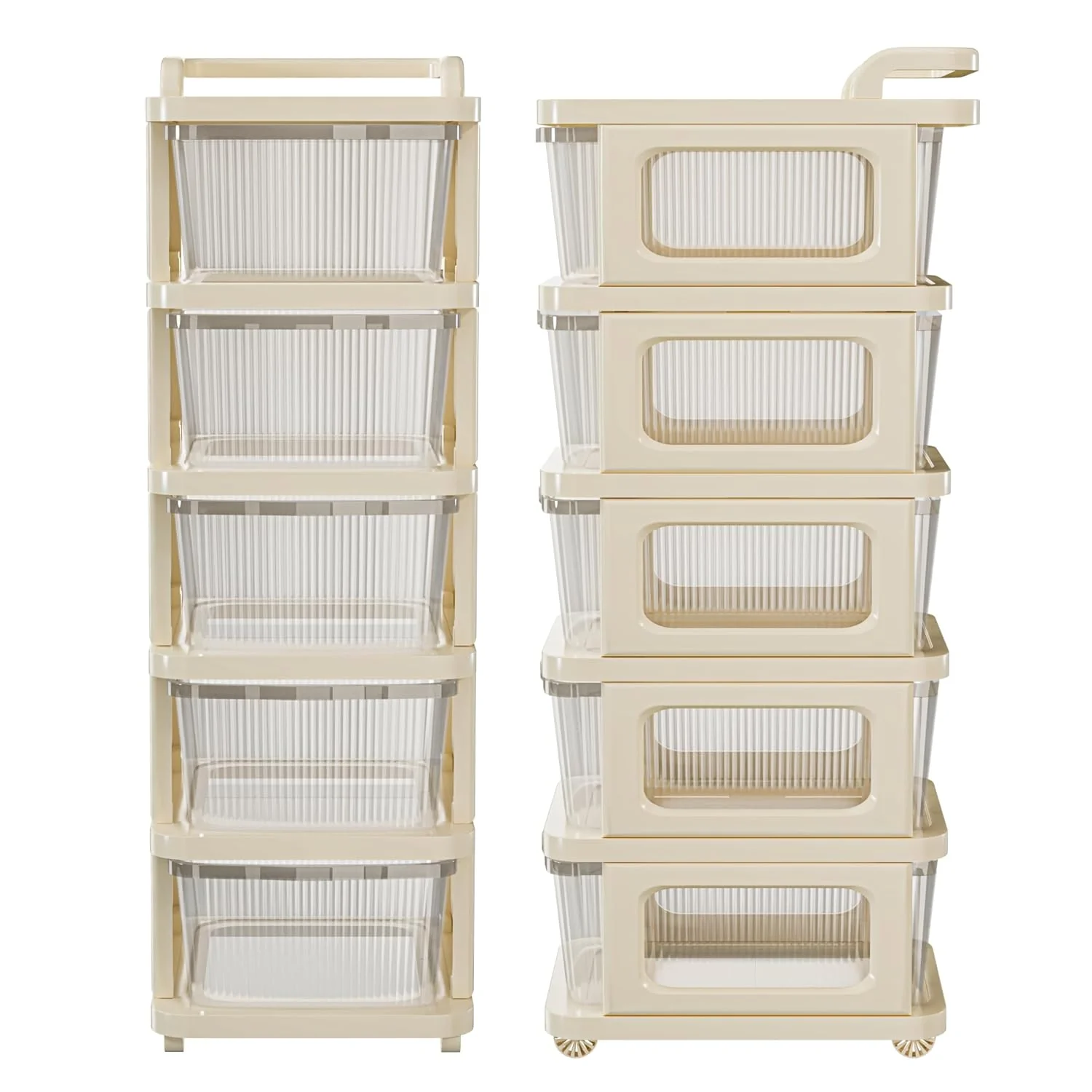 MECHDEL Industries 5 Layer Plastic Modular Storage Drawer Organizer with Wheels | Chest of Drawer Storage Box for Living Room, Office, School and Home | Toys Organiser for Kids Room | Transparent Ivory - Image 8