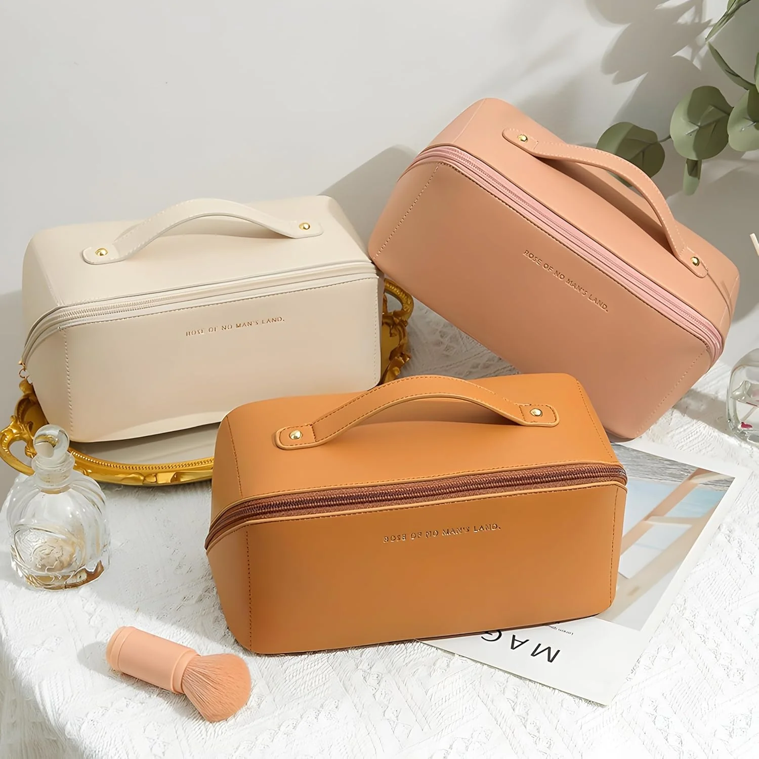 Makeup Pouch Bag Travel Makeup Bag Leather Makeup Organizer Bag/Cosmetic Pouch for Women/Travel Toiletry Bag/Large Capacity Cosmetic Bags Women - Image 7