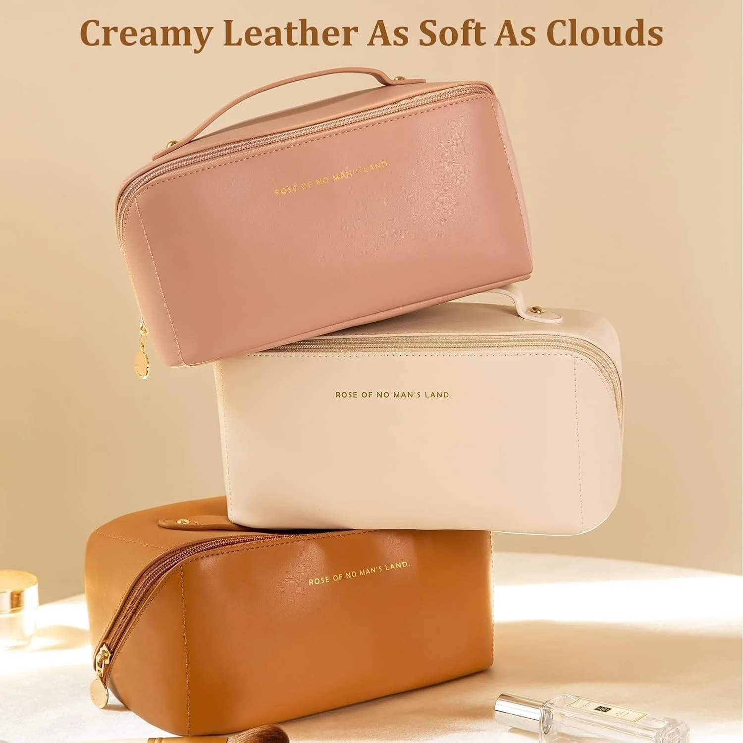 Makeup Pouch Bag Travel Makeup Bag Leather Makeup Organizer Bag/Cosmetic Pouch for Women/Travel Toiletry Bag/Large Capacity Cosmetic Bags Women - Image 8