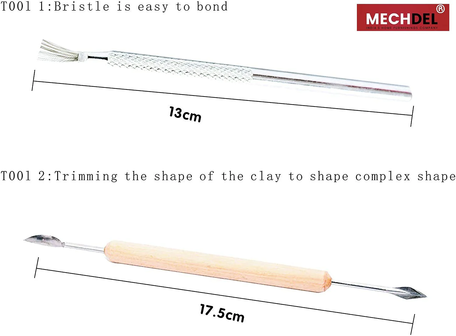 Mechdel 11-Piece Clay Tools Set, Metal Tipped Clay Sculpting Tools with Wood Handles, Ideal for Cleaning and Creating Decorative Effects on Clay Surfaces - Image 5