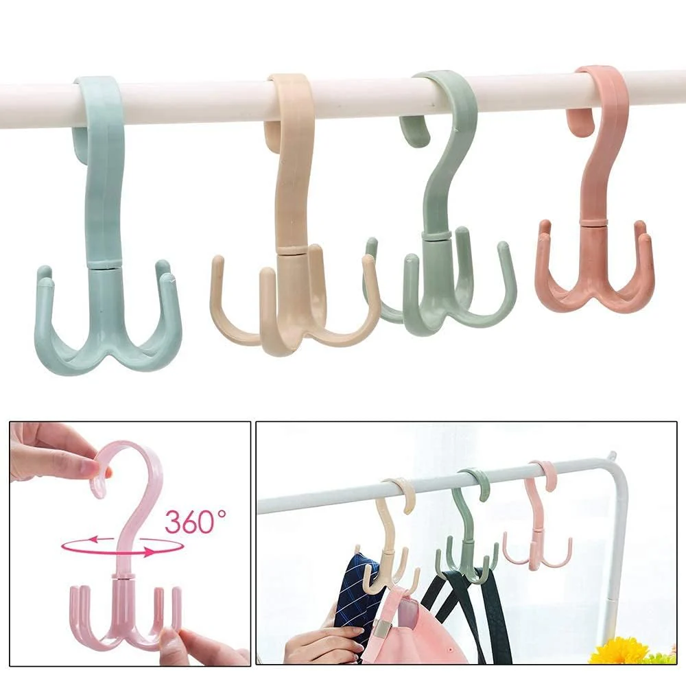 Mechdel 360 Degree Rotating Tie and Belt Hanger Scarf Tie Rack Holder Hook for Closet Organizer (Random Colors) (Pack of 3) - Image 4