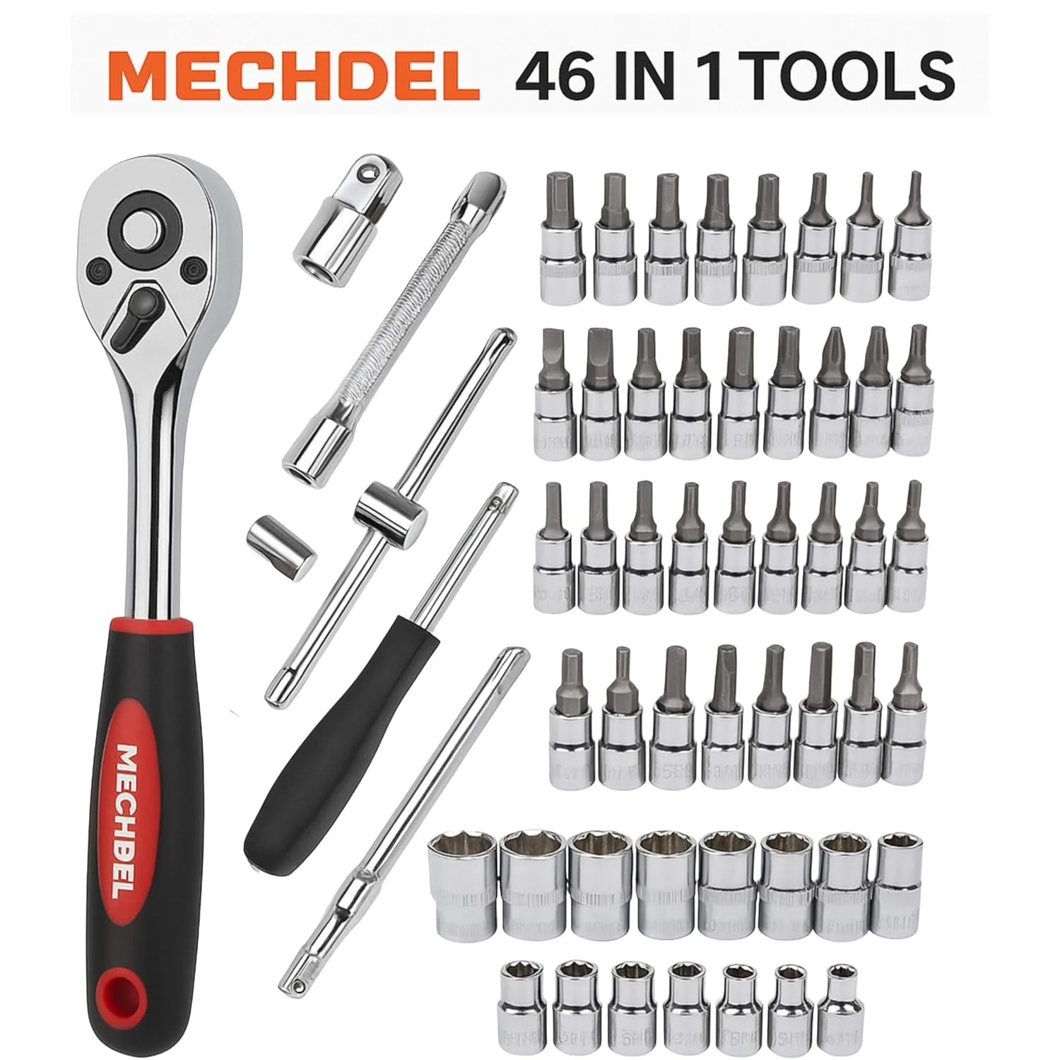 MECHDEL 46-in-1 Tool Kit for Home Use | Spanner Set | Socket Set | Wrench Set | Hand Tools | Bike Tool Kit Set | Goti Pana Box End Set | Socket Wrench Kit | DIY Car & Household Repair Tools - Image 4