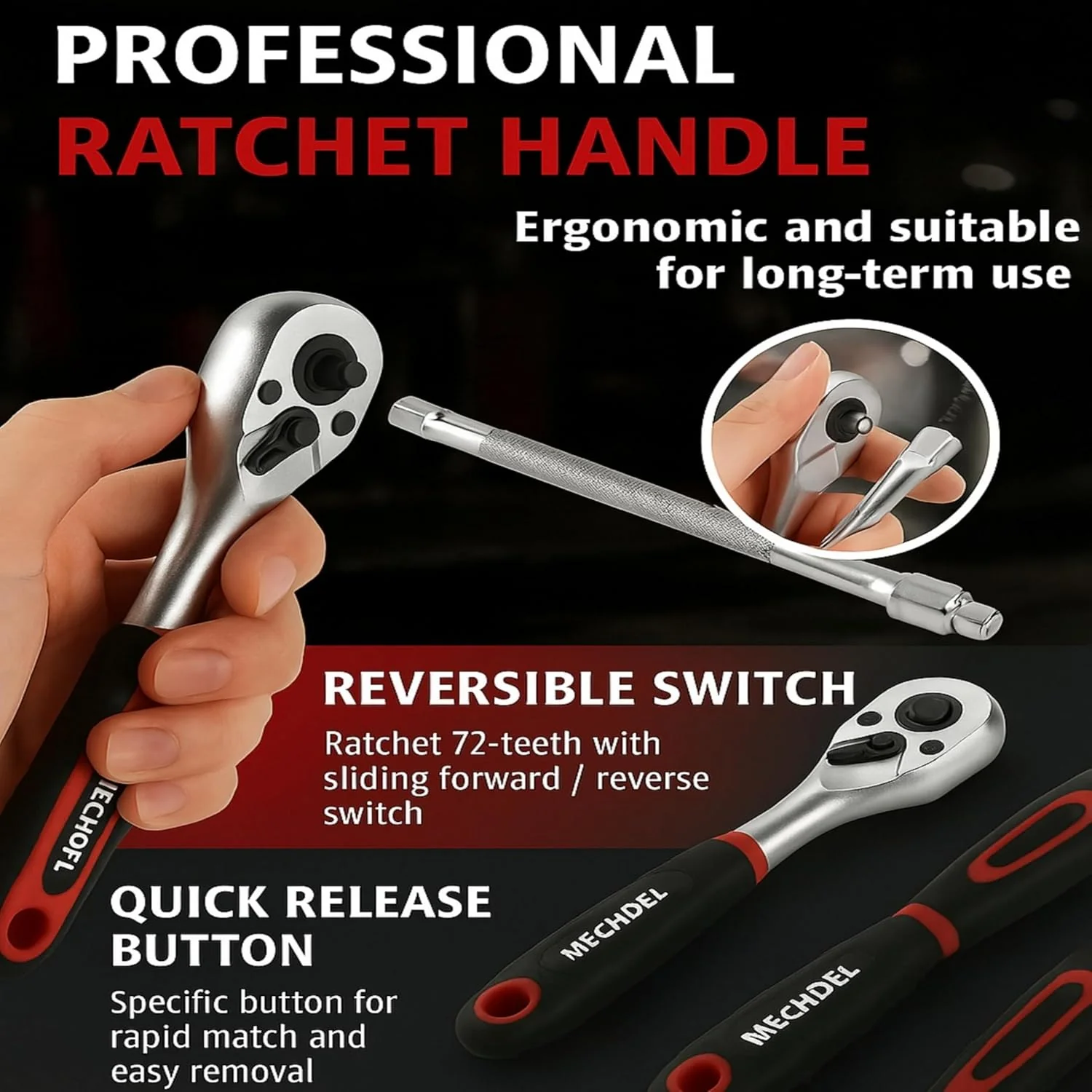 MECHDEL 46-in-1 Tool Kit for Home Use | Spanner Set | Socket Set | Wrench Set | Hand Tools | Bike Tool Kit Set | Goti Pana Box End Set | Socket Wrench Kit | DIY Car & Household Repair Tools - Image 6