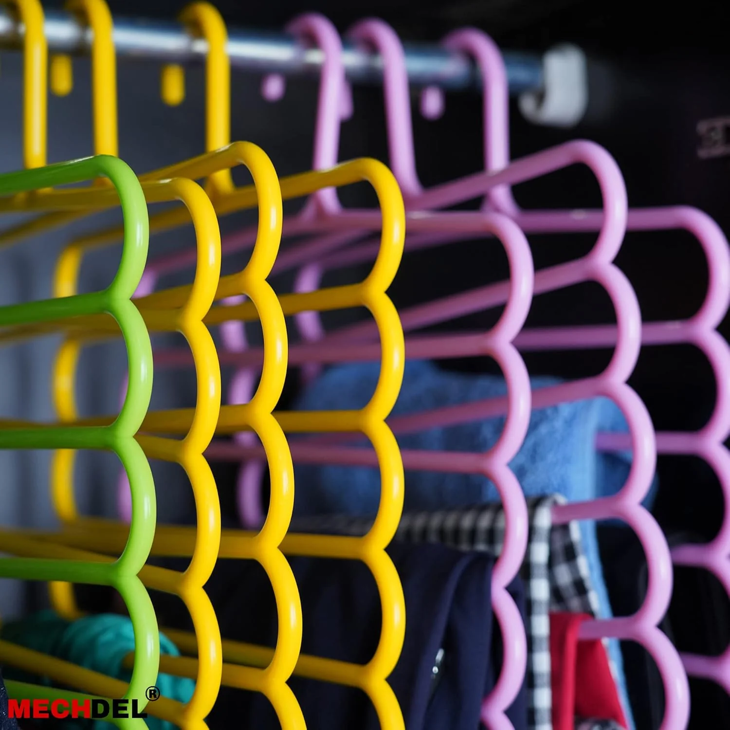 Mechdel 5 Layer Pants Clothes Hanger Wardrobe Storage Organiser Rack, 32l x 1b x 33h cm (Assorted Colour) (3) - Image 6