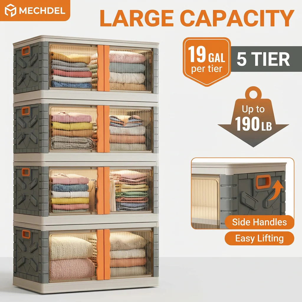 Mechdel Clothes Organizer Rack, 2 Door Storage Bin - Image 12