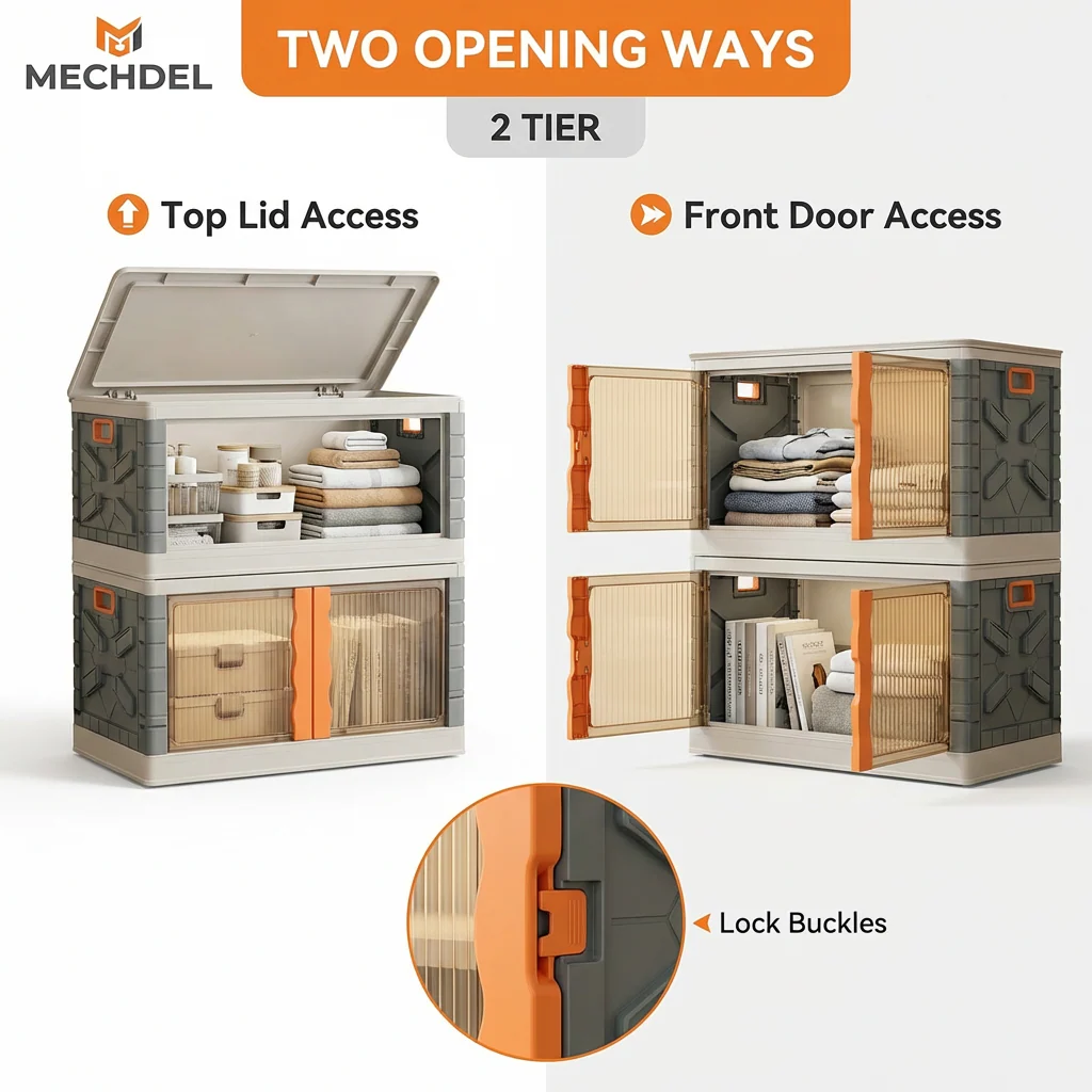 Mechdel Clothes Organizer Rack, 2 Door Storage Bin - Image 14