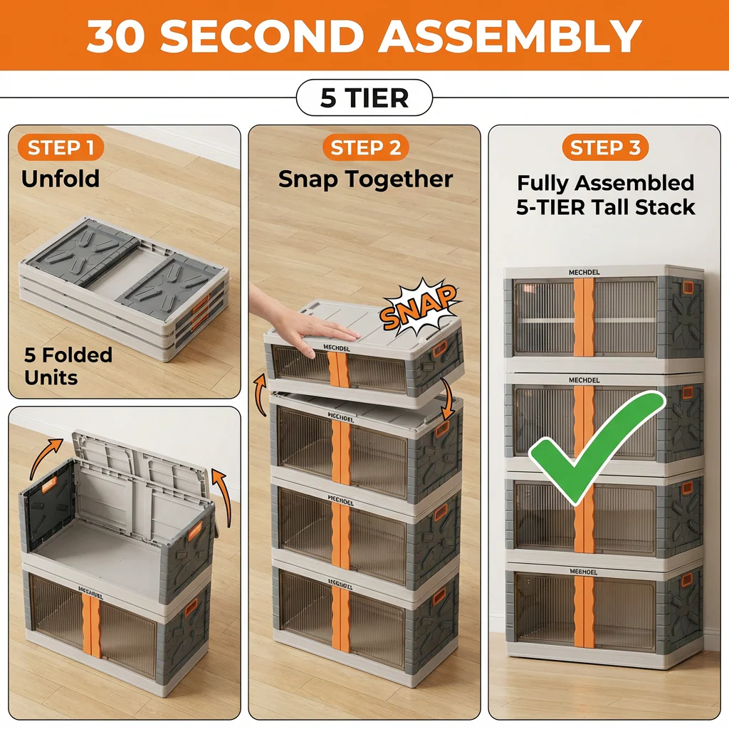 Mechdel Clothes Organizer Rack, 2 Door Storage Bin - Image 15