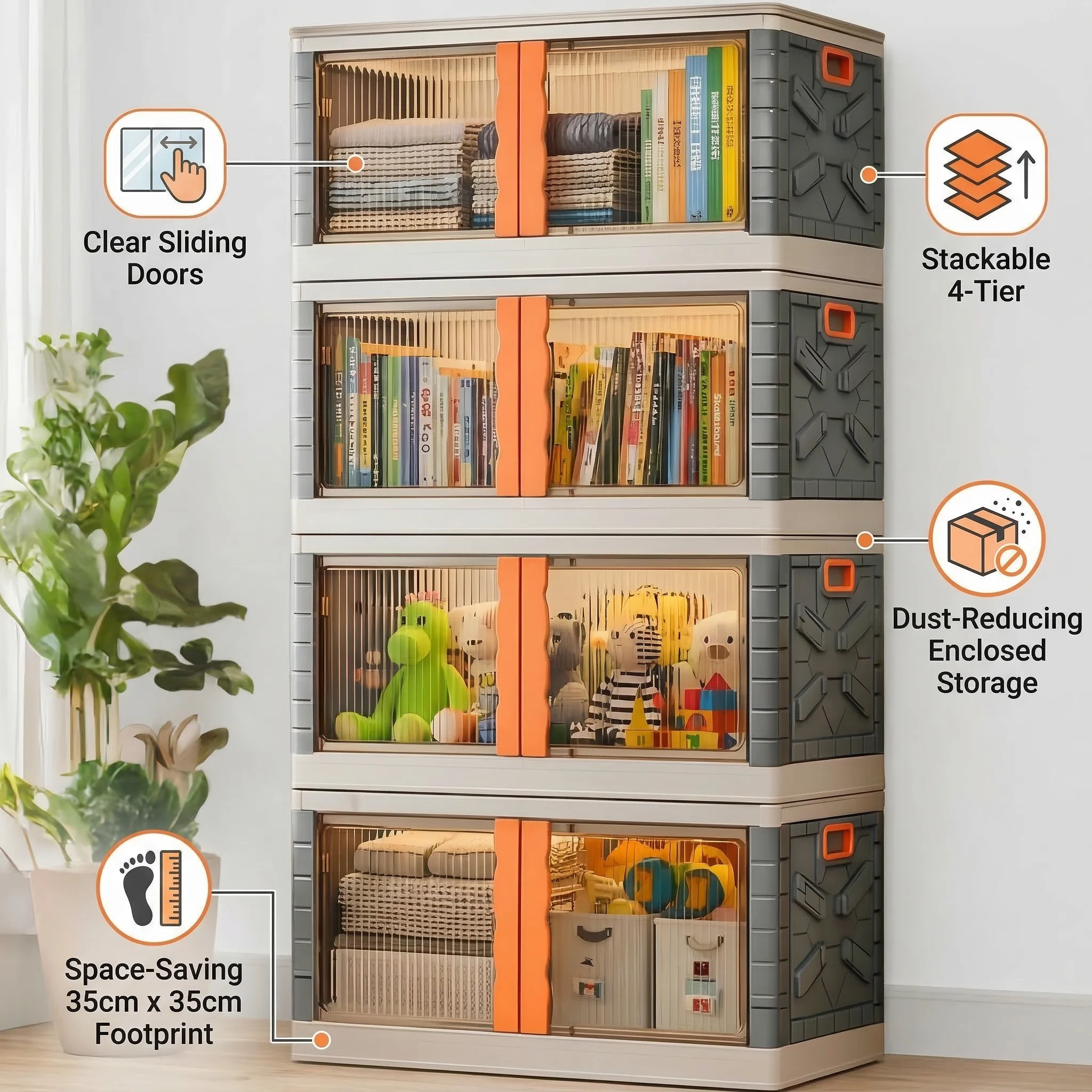 Mechdel Clothes Organizer Rack, 2 Door Storage Bin - Image 22