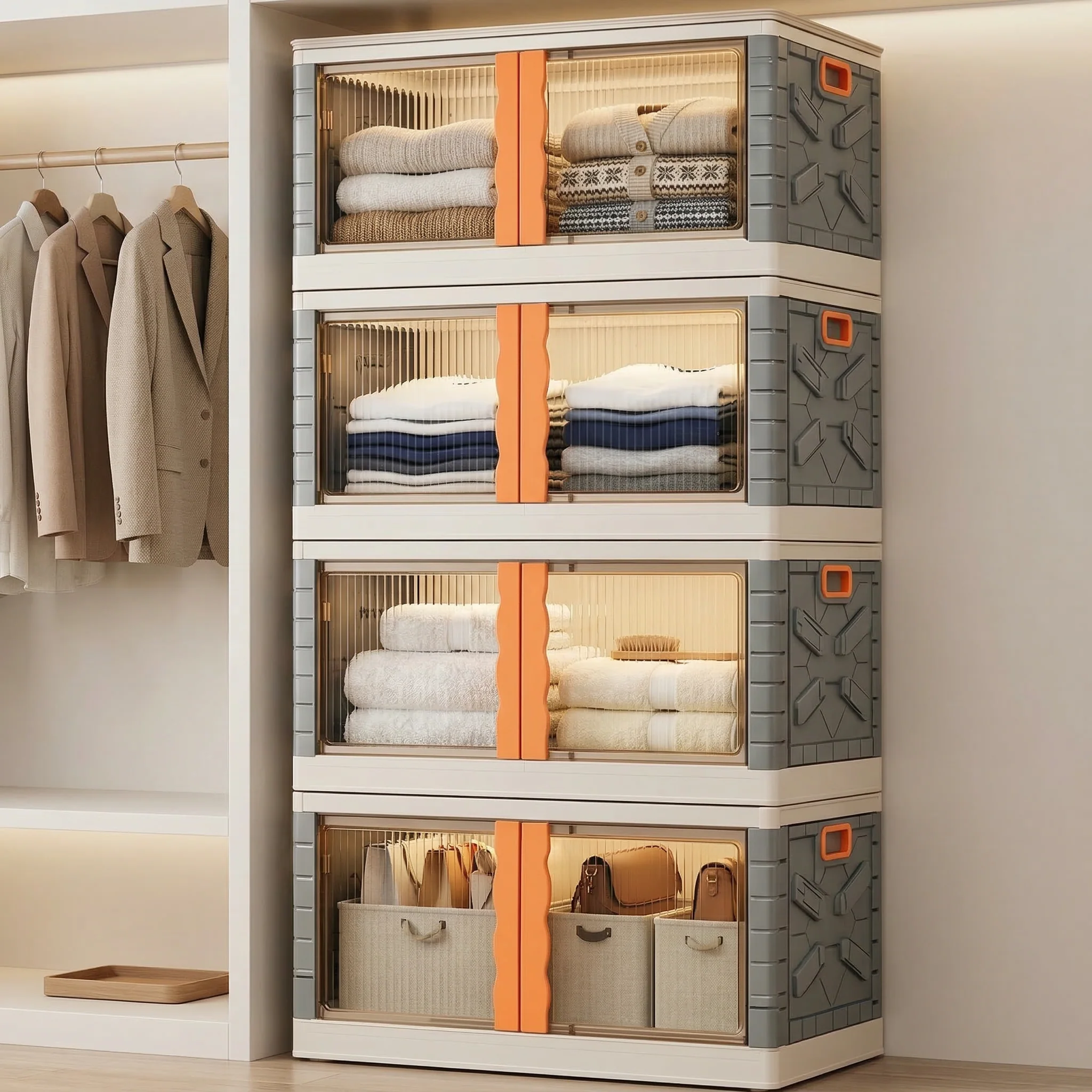 Mechdel Clothes Organizer Rack, 2 Door Storage Bin - Image 24