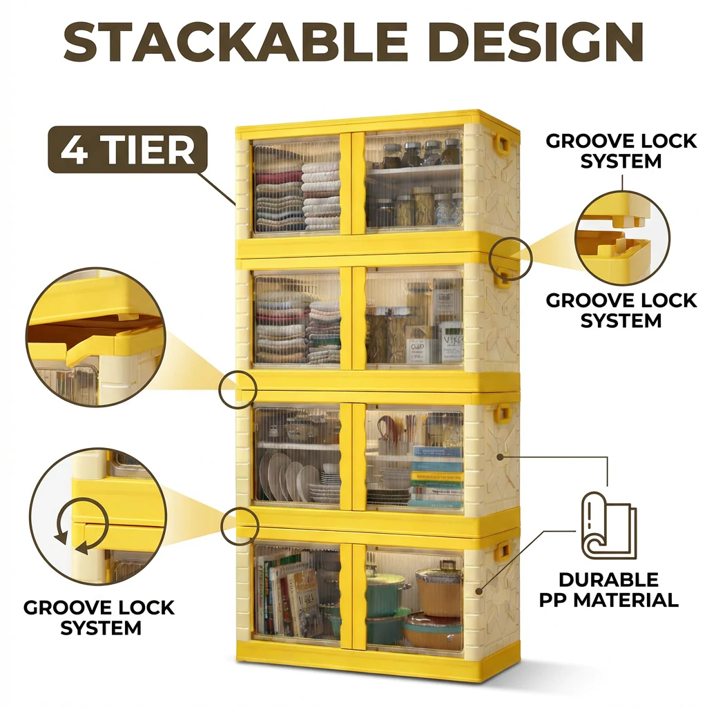 Mechdel Clothes Organizer Rack, 2 Door Storage Bin - Image 31