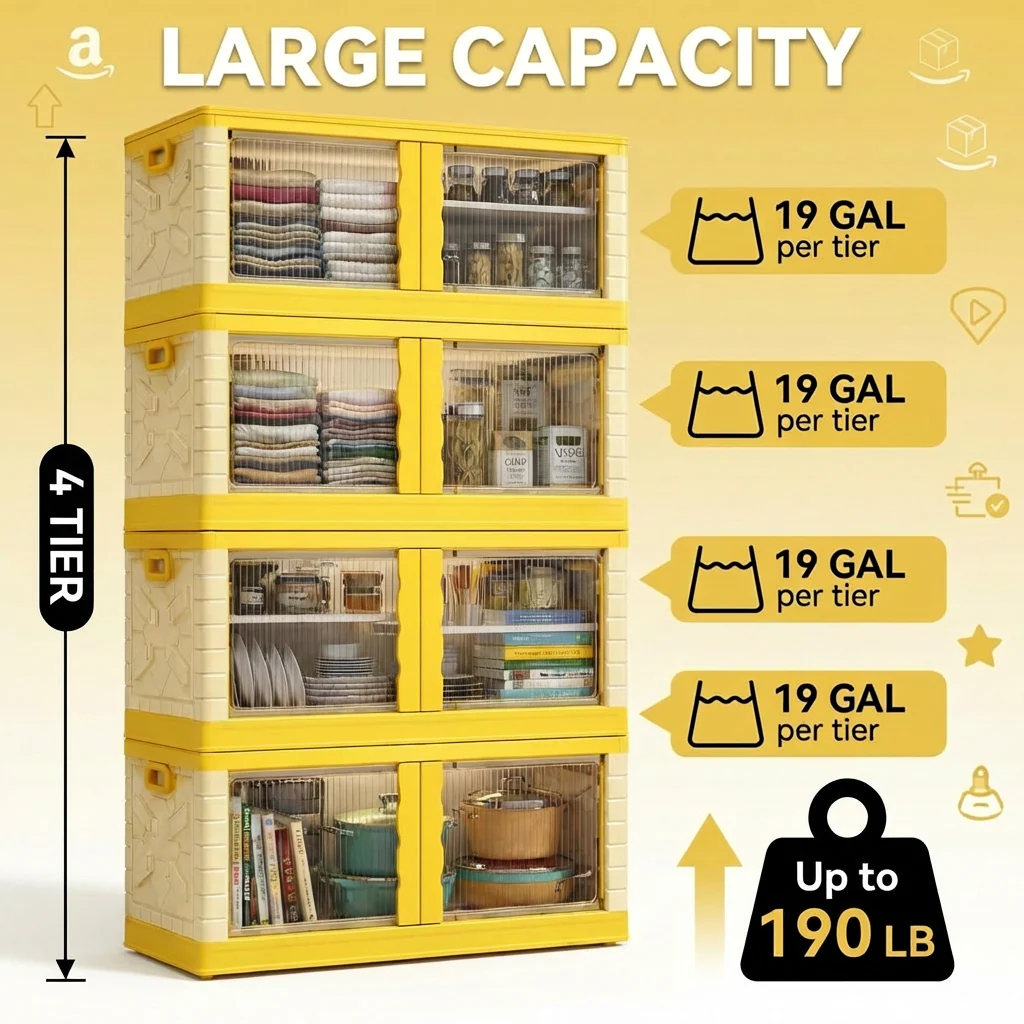 Mechdel Clothes Organizer Rack, 2 Door Storage Bin - Image 32