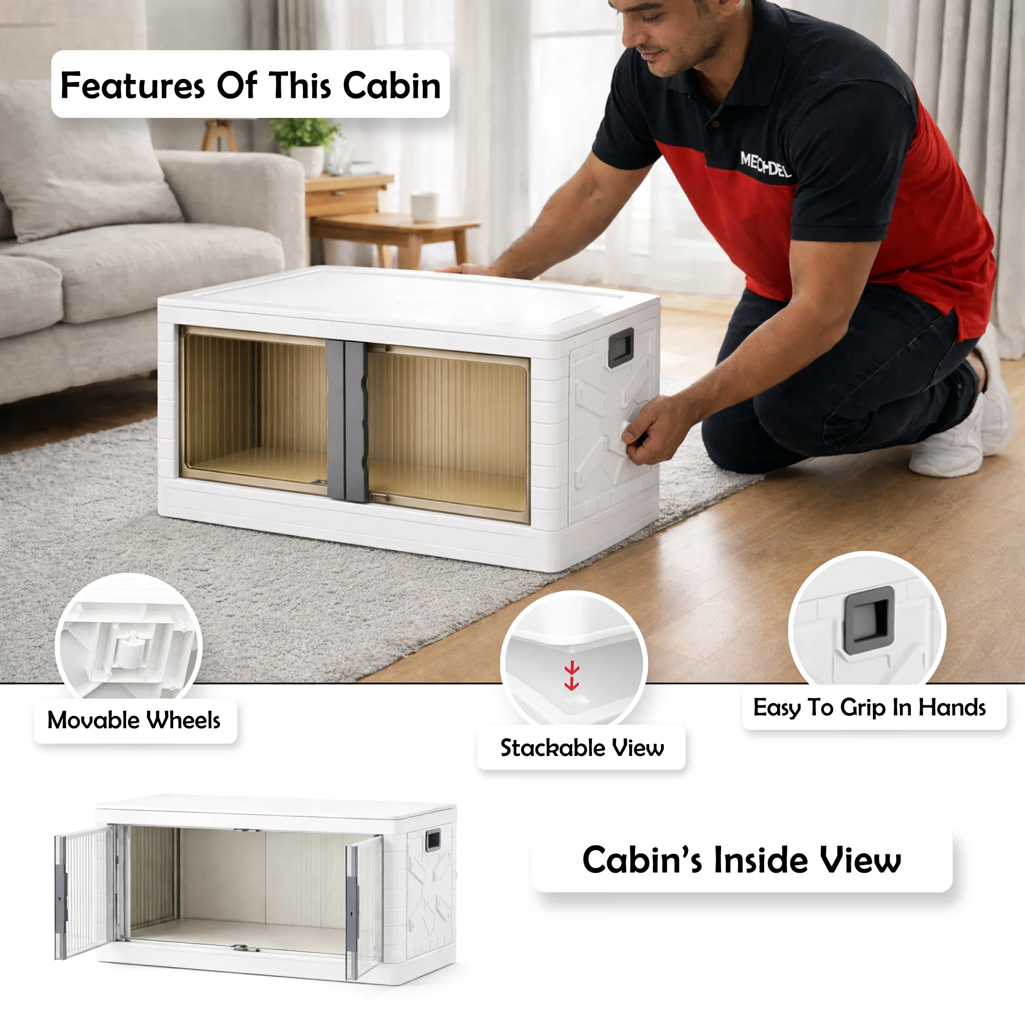 Mechdel Clothes Organizer Rack, 2 Door Storage Bin - Image 36