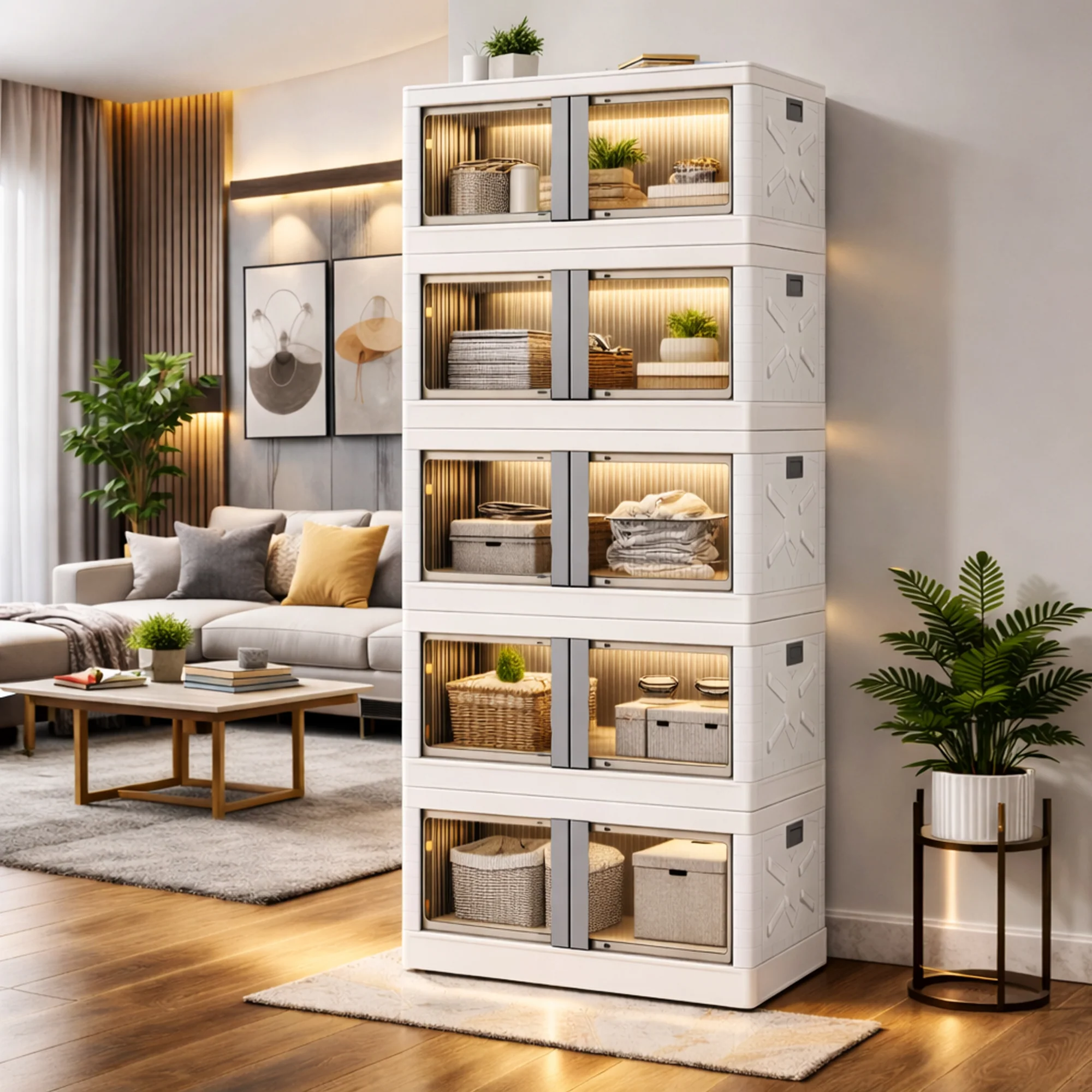 Mechdel Clothes Organizer Rack, 2 Door Storage Bin - Image 37