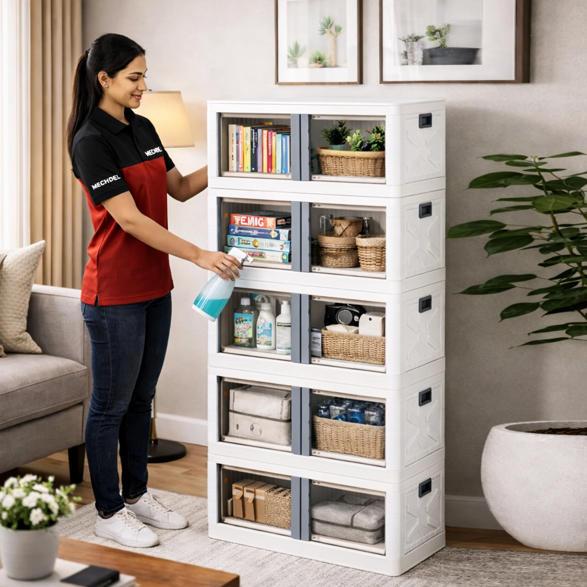 Mechdel Clothes Organizer Rack, 2 Door Storage Bin - Image 38