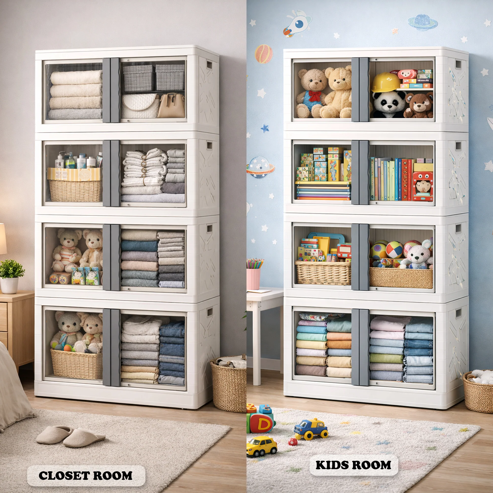 Mechdel Clothes Organizer Rack, 2 Door Storage Bin - Image 40