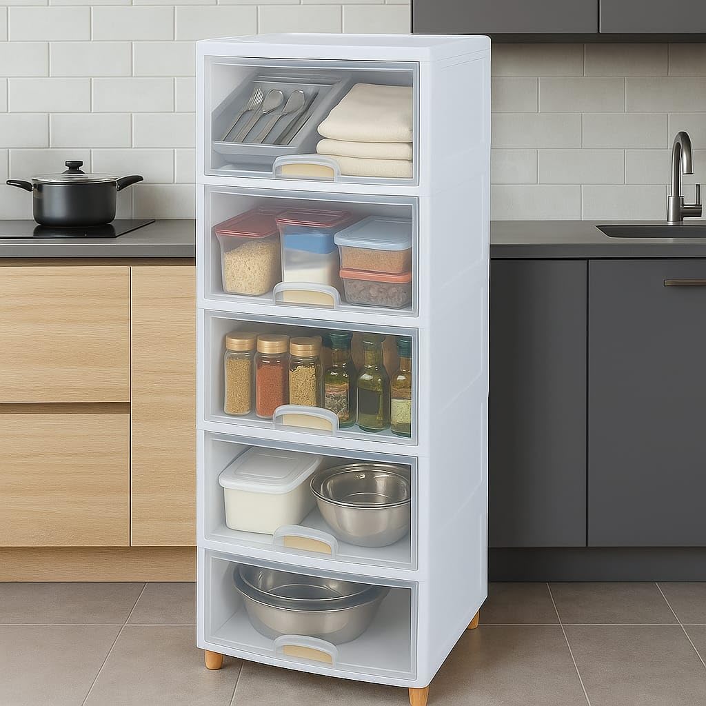 Mechdel Foldable Plastic Cupboard Rack for Clothes Storage - 1 Door Transparent Wardrobe (1PCS, 45 x 38 x 34 Cm) - Image 13