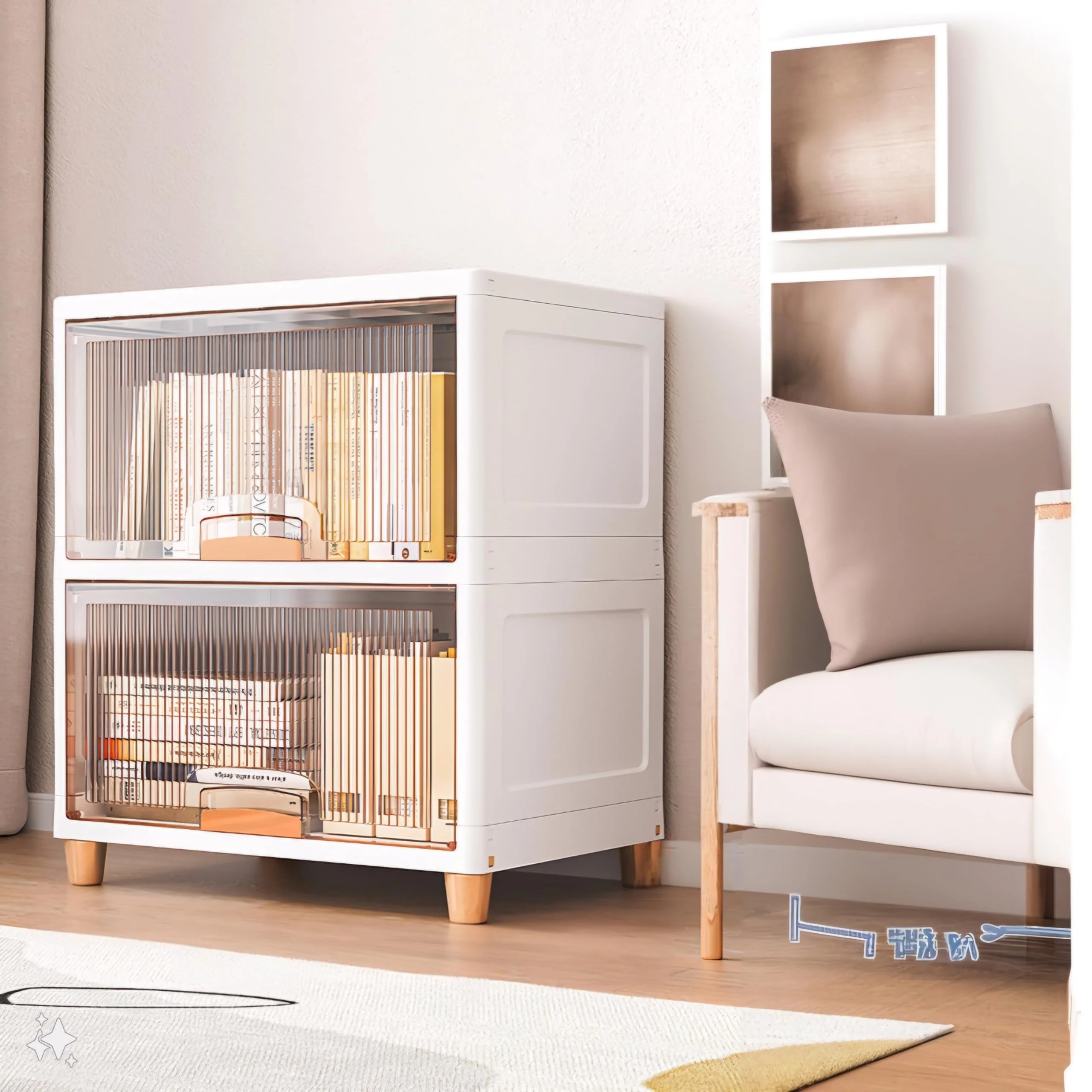 Mechdel Foldable Plastic Cupboard Rack for Clothes Storage - 1 Door Transparent Wardrobe (1PCS, 45 x 38 x 34 Cm) - Image 15