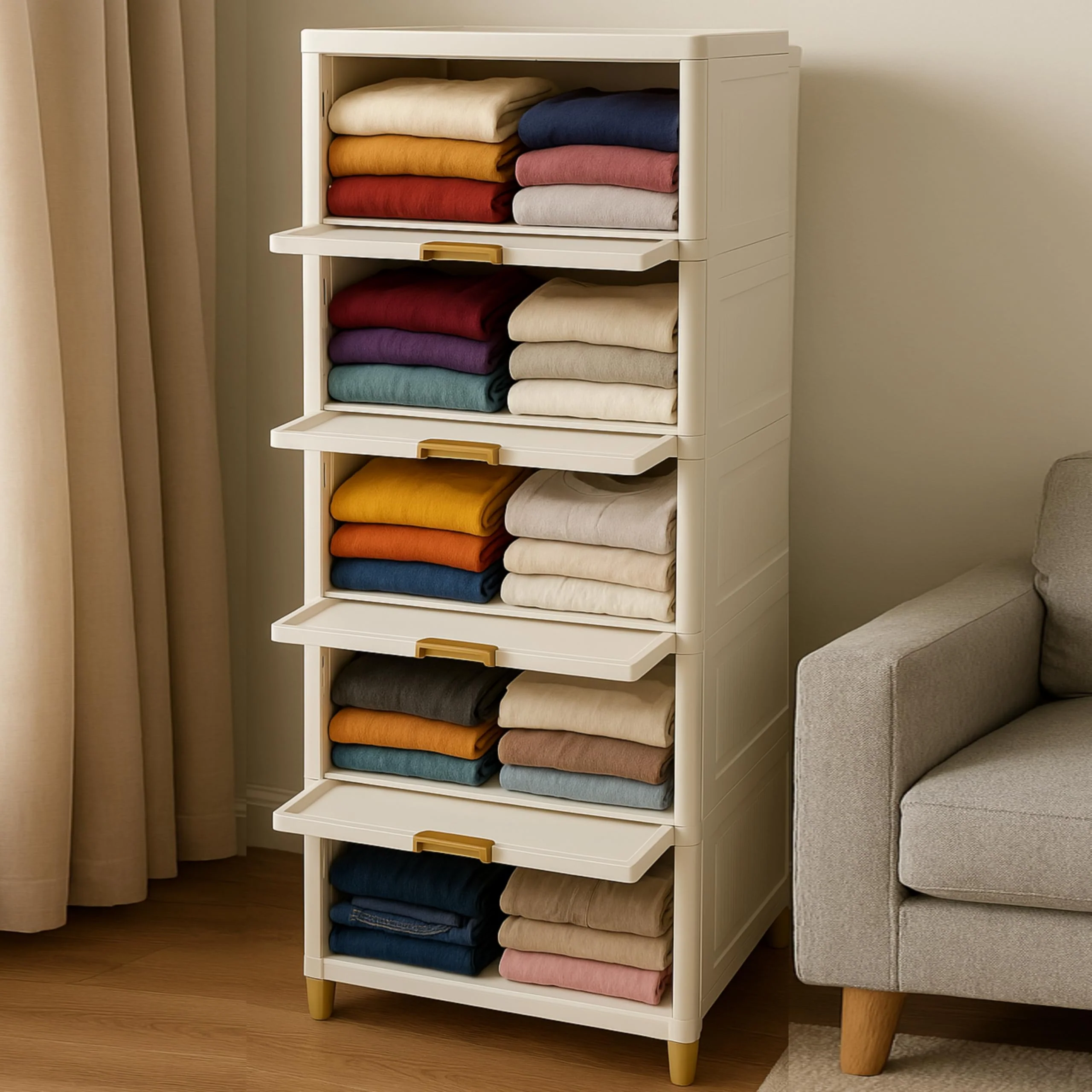 Mechdel Foldable Plastic Cupboard Rack for Clothes Storage - 1 Door Transparent Wardrobe (1PCS, 45 x 38 x 34 Cm) - Image 18