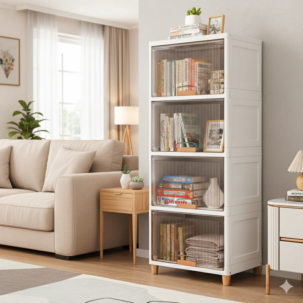 Mechdel Foldable Plastic Cupboard Rack for Clothes Storage - 1 Door Transparent Wardrobe (1PCS, 45 x 38 x 34 Cm) - Image 19