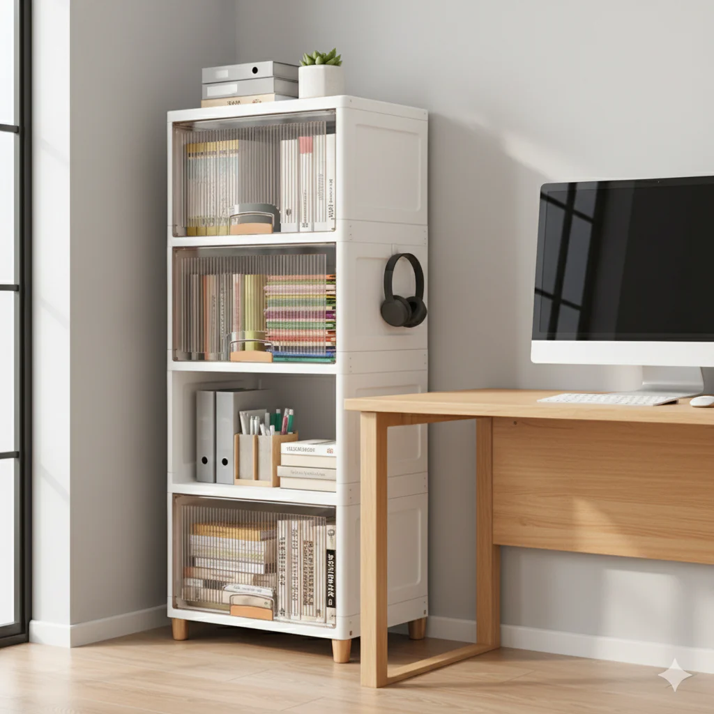 Mechdel Foldable Plastic Cupboard Rack for Clothes Storage - 1 Door Transparent Wardrobe (1PCS, 45 x 38 x 34 Cm) - Image 20