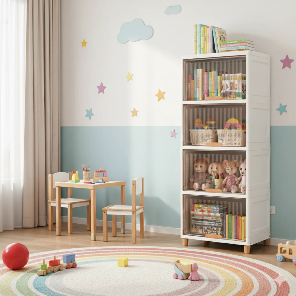 Mechdel Foldable Plastic Cupboard Rack for Clothes Storage - 1 Door Transparent Wardrobe (1PCS, 45 x 38 x 34 Cm) - Image 22