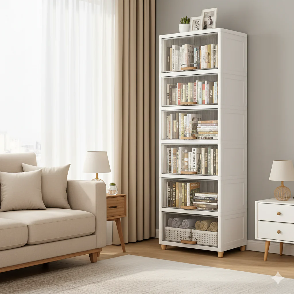 Mechdel Foldable Plastic Cupboard Rack for Clothes Storage - 1 Door Transparent Wardrobe (1PCS, 45 x 38 x 34 Cm) - Image 23