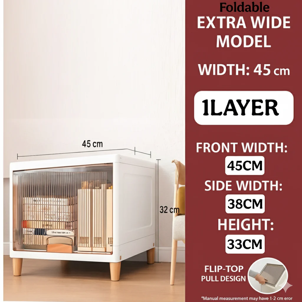 Mechdel Foldable Plastic Cupboard Rack for Clothes Storage - 1 Door Transparent Wardrobe (1PCS, 45 x 38 x 34 Cm) - Image 24