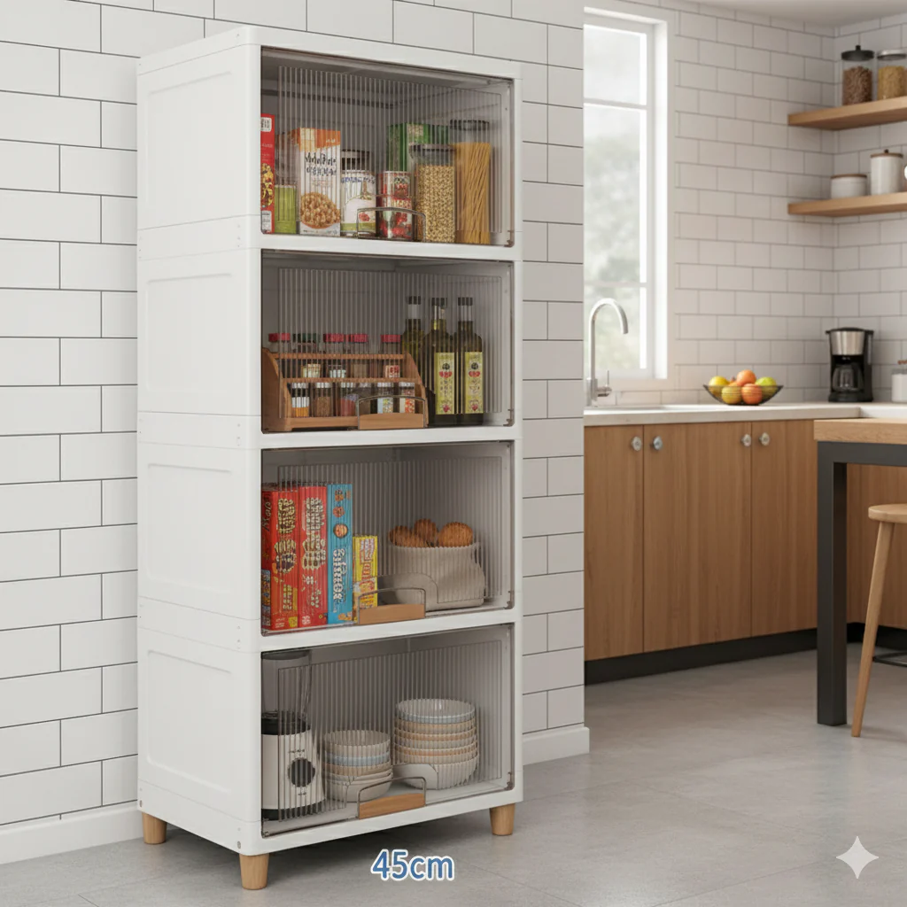 Mechdel Foldable Plastic Cupboard Rack for Clothes Storage - 1 Door Transparent Wardrobe (1PCS, 45 x 38 x 34 Cm) - Image 3