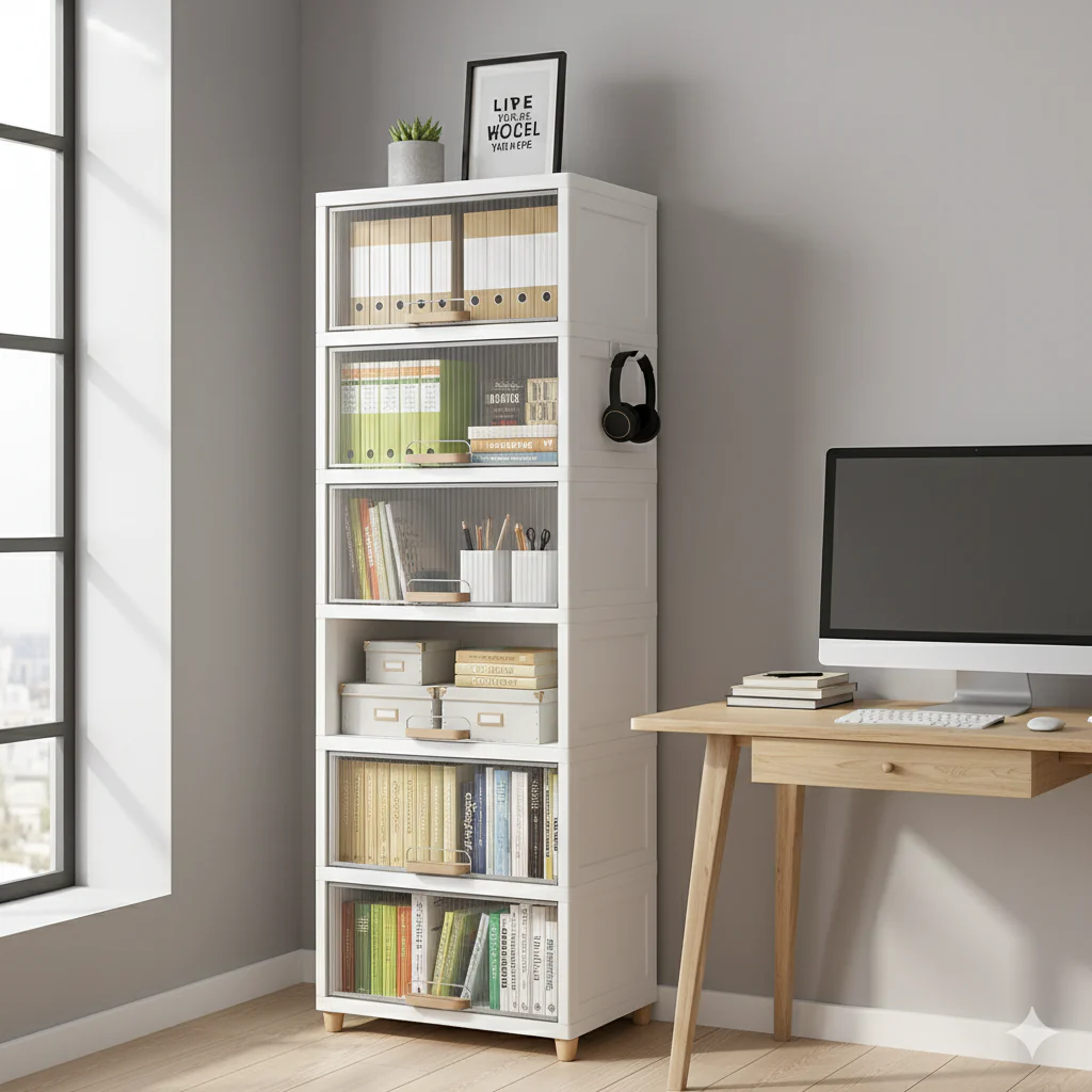 Mechdel Foldable Plastic Cupboard Rack for Clothes Storage - 1 Door Transparent Wardrobe (1PCS, 45 x 38 x 34 Cm) - Image 5