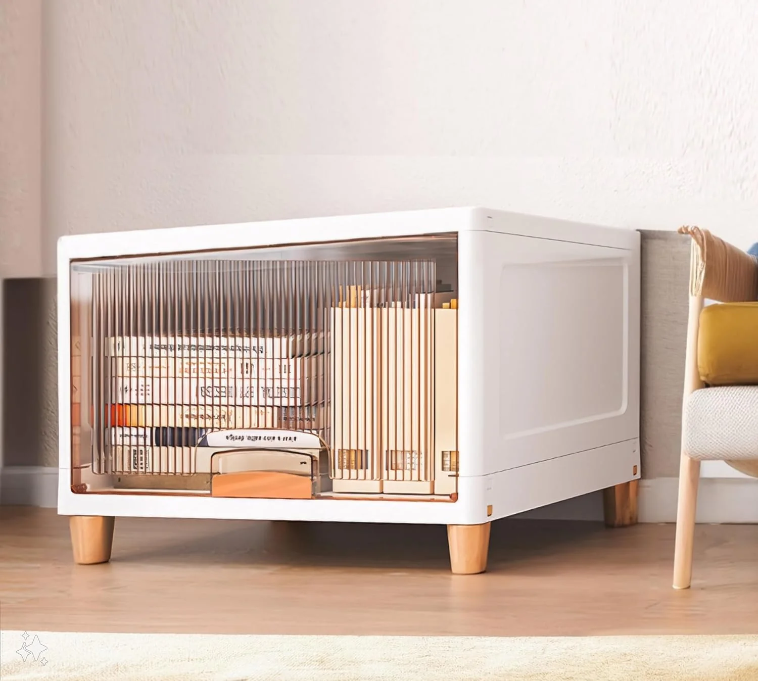 Mechdel Foldable Plastic Cupboard Rack for Clothes Storage - 1 Door Transparent Wardrobe (1PCS, 45 x 38 x 34 Cm) - Image 6