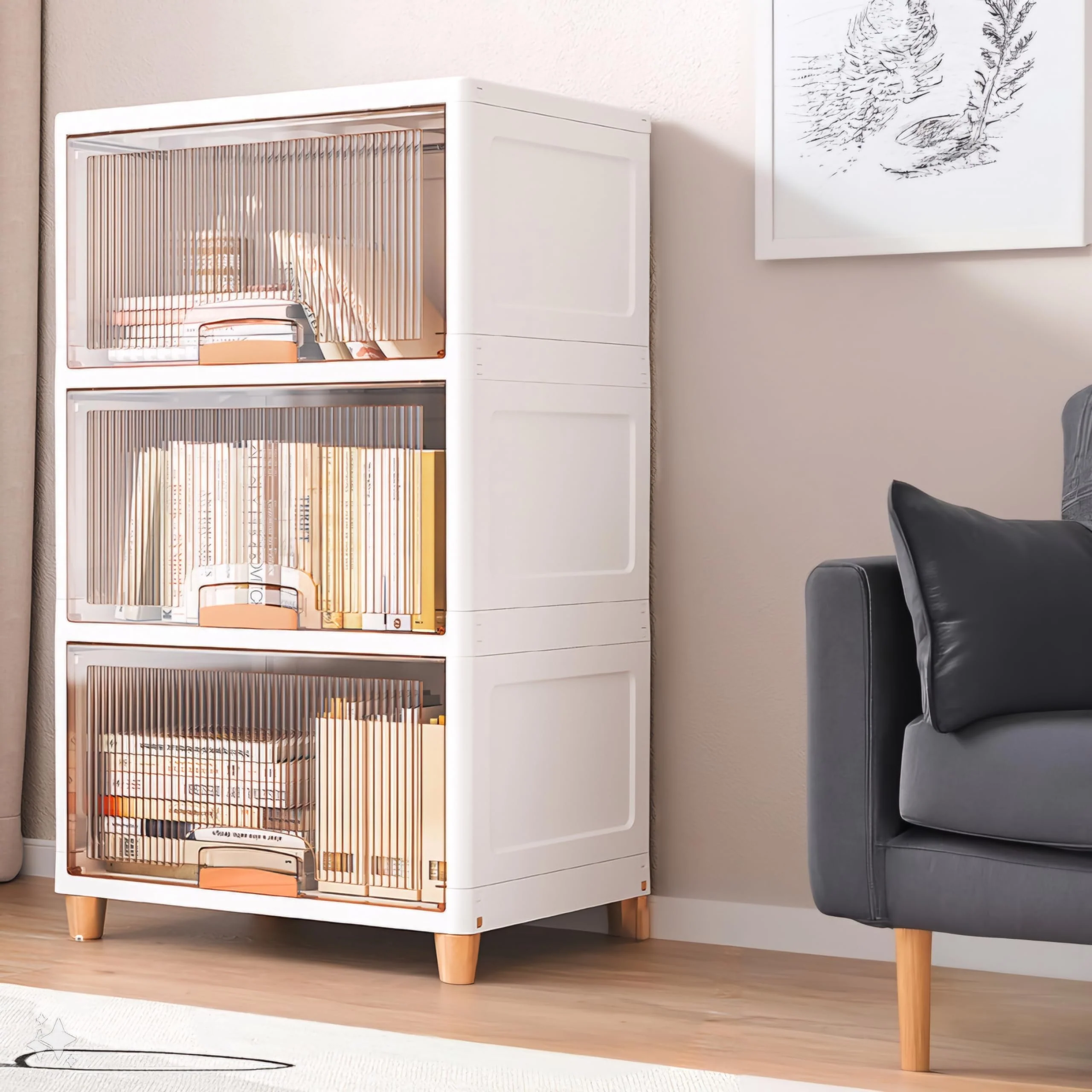 Mechdel Foldable Plastic Cupboard Rack for Clothes Storage - 1 Door Transparent Wardrobe (1PCS, 45 x 38 x 34 Cm) - Image 7