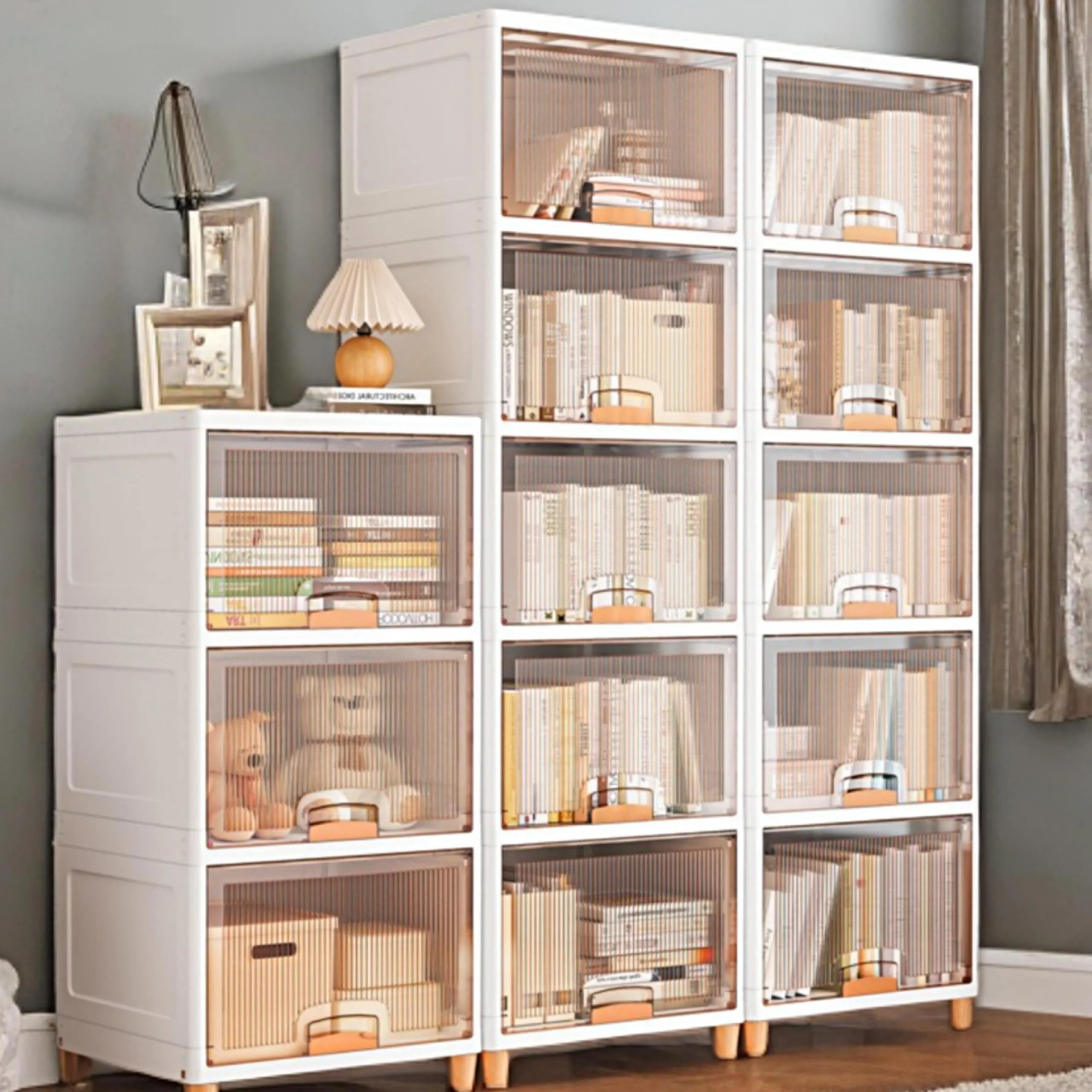 Mechdel Foldable Plastic Cupboard Rack for Clothes Storage - 1 Door Transparent Wardrobe (1PCS, 45 x 38 x 34 Cm) - Image 9