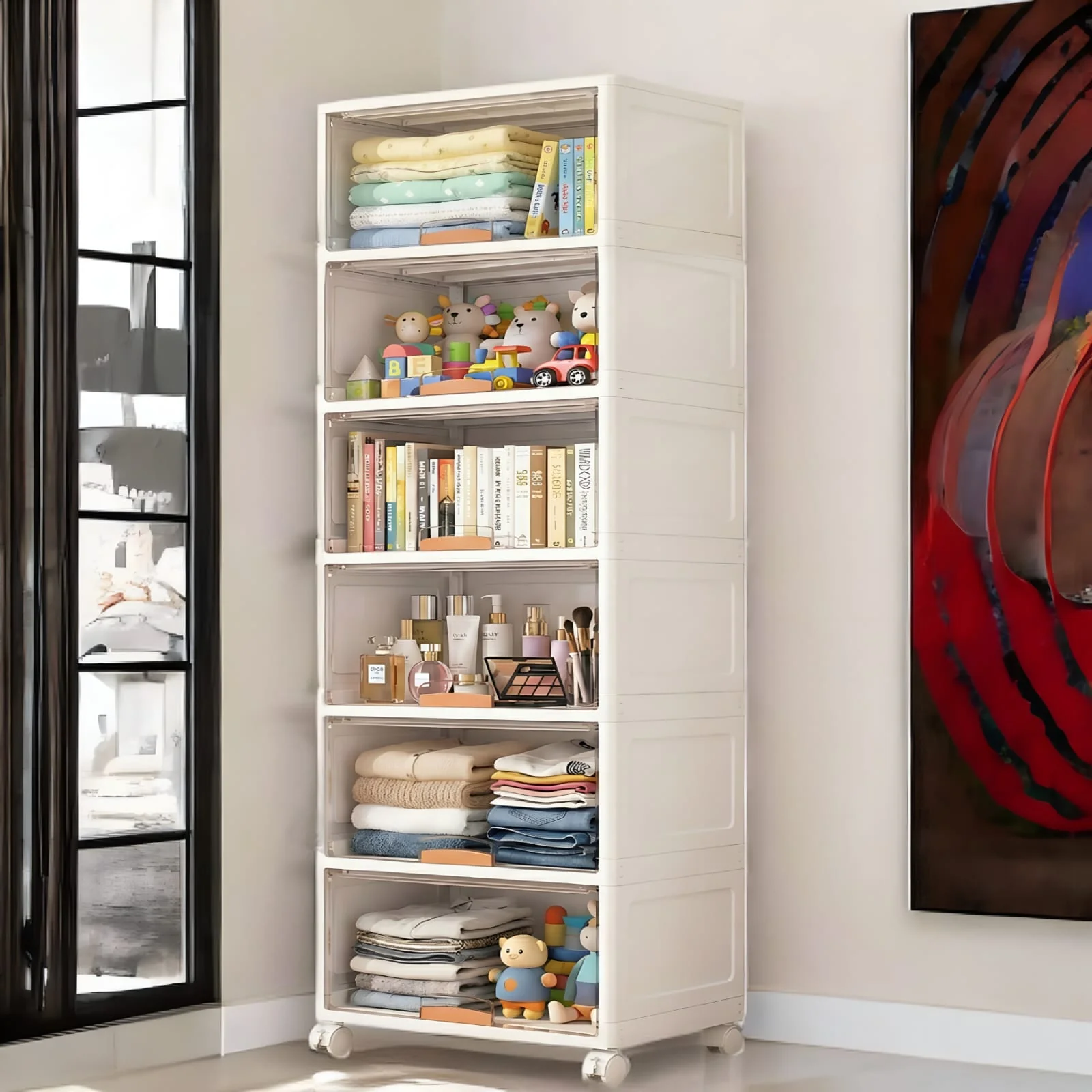 Mechdel Foldable Plastic Cupboard Rack WITH WHEELS - Image 4