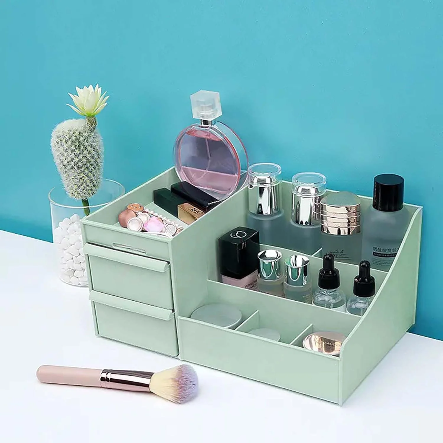 mechdel Makeup Desk Organizer With Drawers, Bathroom Countertop Organizer for Cosmetics, Vanity Holder for Lipstick, Brushes, Lotions, Eyeshadow, Nail Polish and Jewelry (Makeup Storage Box-White) - Image 14