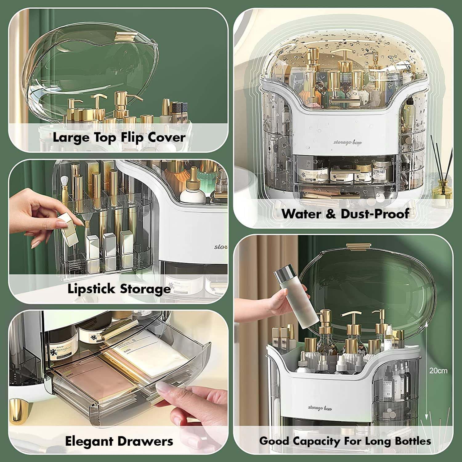 mechdel Makeup Desk Organizer With Drawers, Bathroom Countertop Organizer for Cosmetics, Vanity Holder for Lipstick, Brushes, Lotions, Eyeshadow, Nail Polish and Jewelry (Makeup Storage Box-White) - Image 4