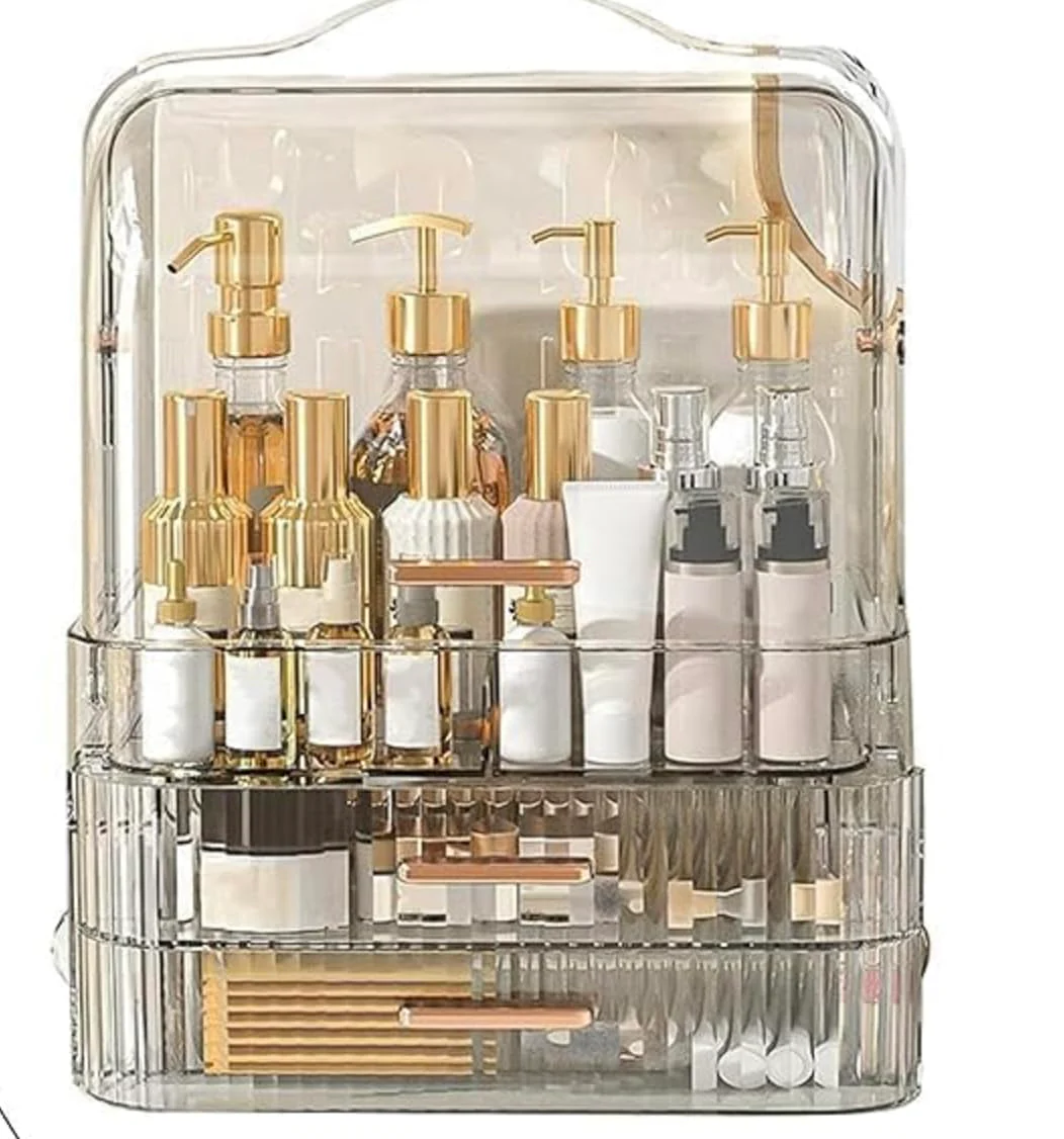 mechdel Makeup Desk Organizer With Drawers, Bathroom Countertop Organizer for Cosmetics, Vanity Holder for Lipstick, Brushes, Lotions, Eyeshadow, Nail Polish and Jewelry (Makeup Storage Box-White) - Image 7