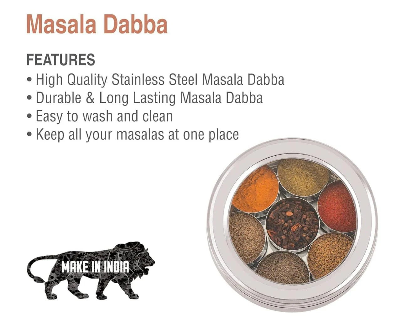MECHDEL Masala Dabba | Masala Box Stainless Steel For Kitchen | Masala Dani | Spice Storage Container (Glass Lid, 1200Ml), Silver - Image 6